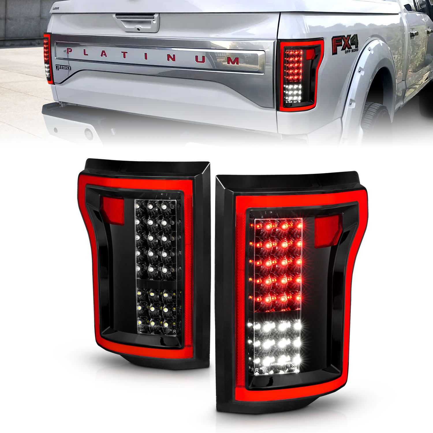 Anzo Usa Dont Get Left In The Dark Ford F Full Led Tail Lights Black Clear Lens