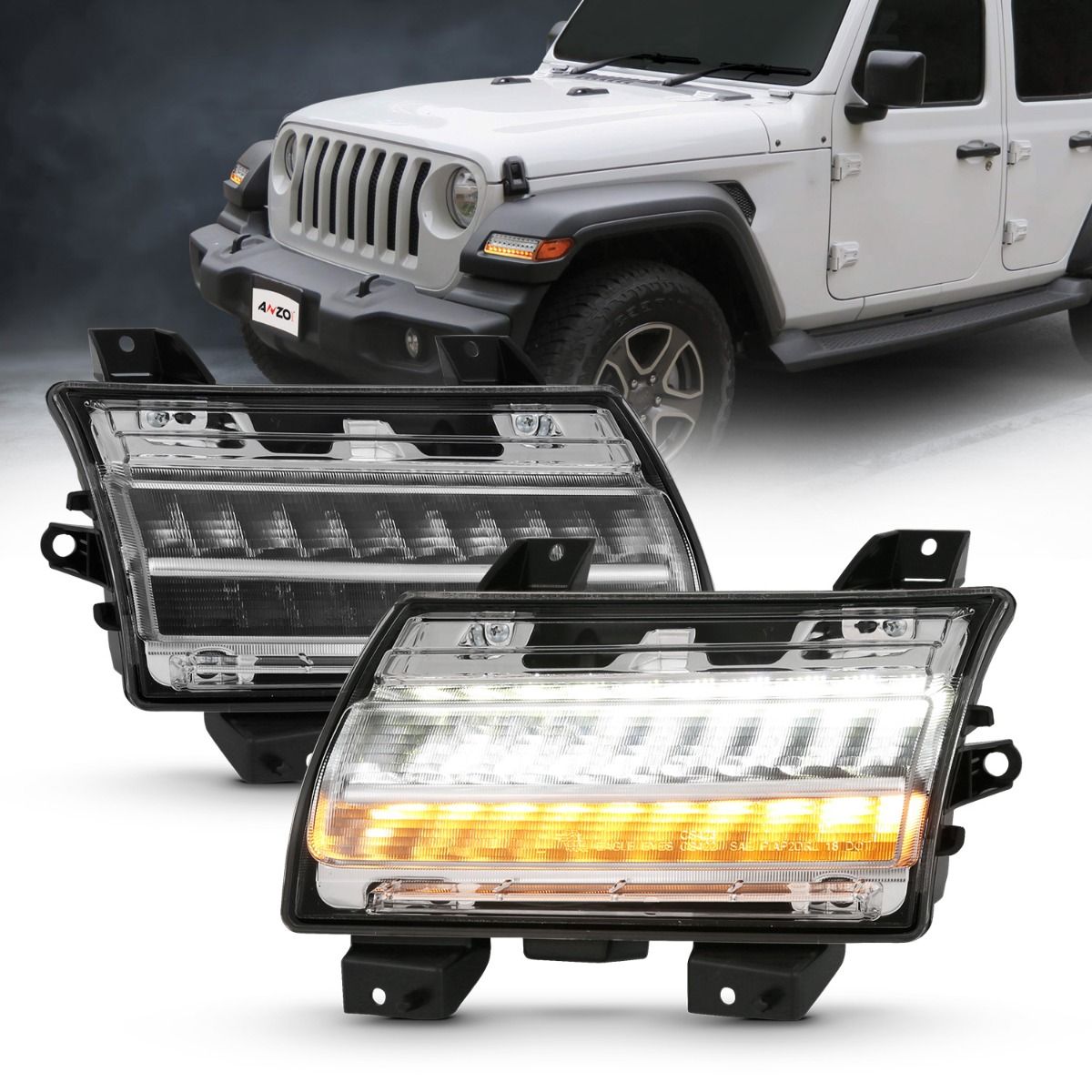 2018-2022 JEEP WRANGLER / 2020-2022 GLADIATOR LED FENDER LIGHTS CHROME CLEAR (SEQUENTIAL SIGNAL) (FOR HIGH CONFIGURED, LED TYPE)