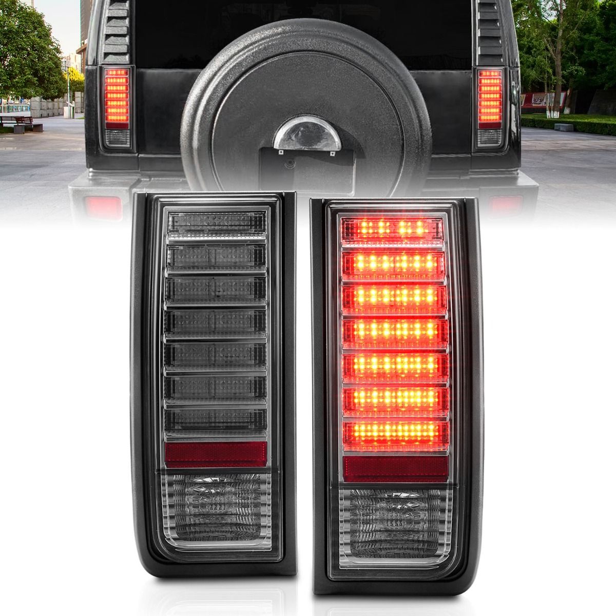 2003-2009 HUMMER H2 SUV LED TAIL LIGHTS SMOKE