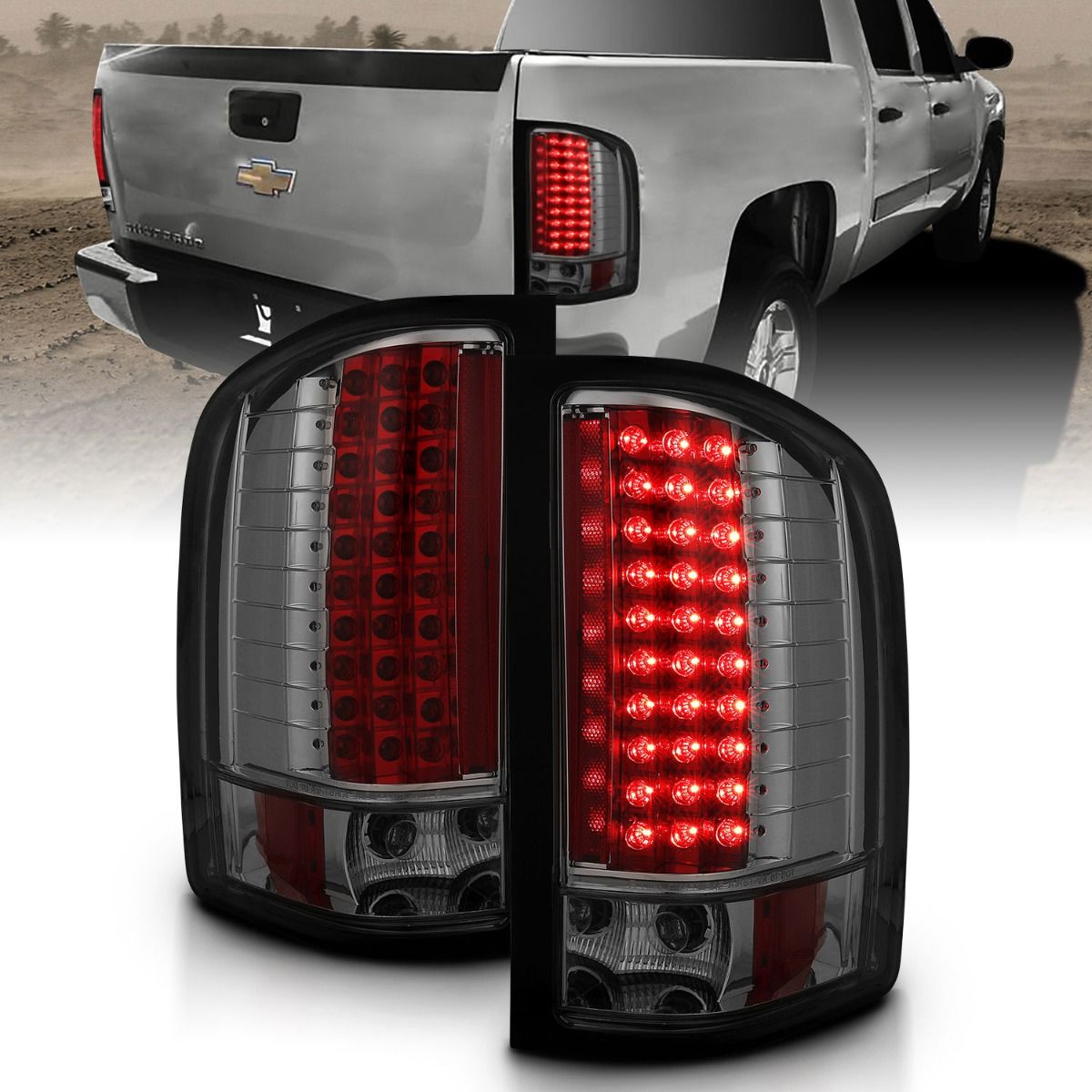 2007-2013 CHEVY SILVERADO 1500/ 2500HD/3500HD LED TAIL LIGHTS SMOKE LENS