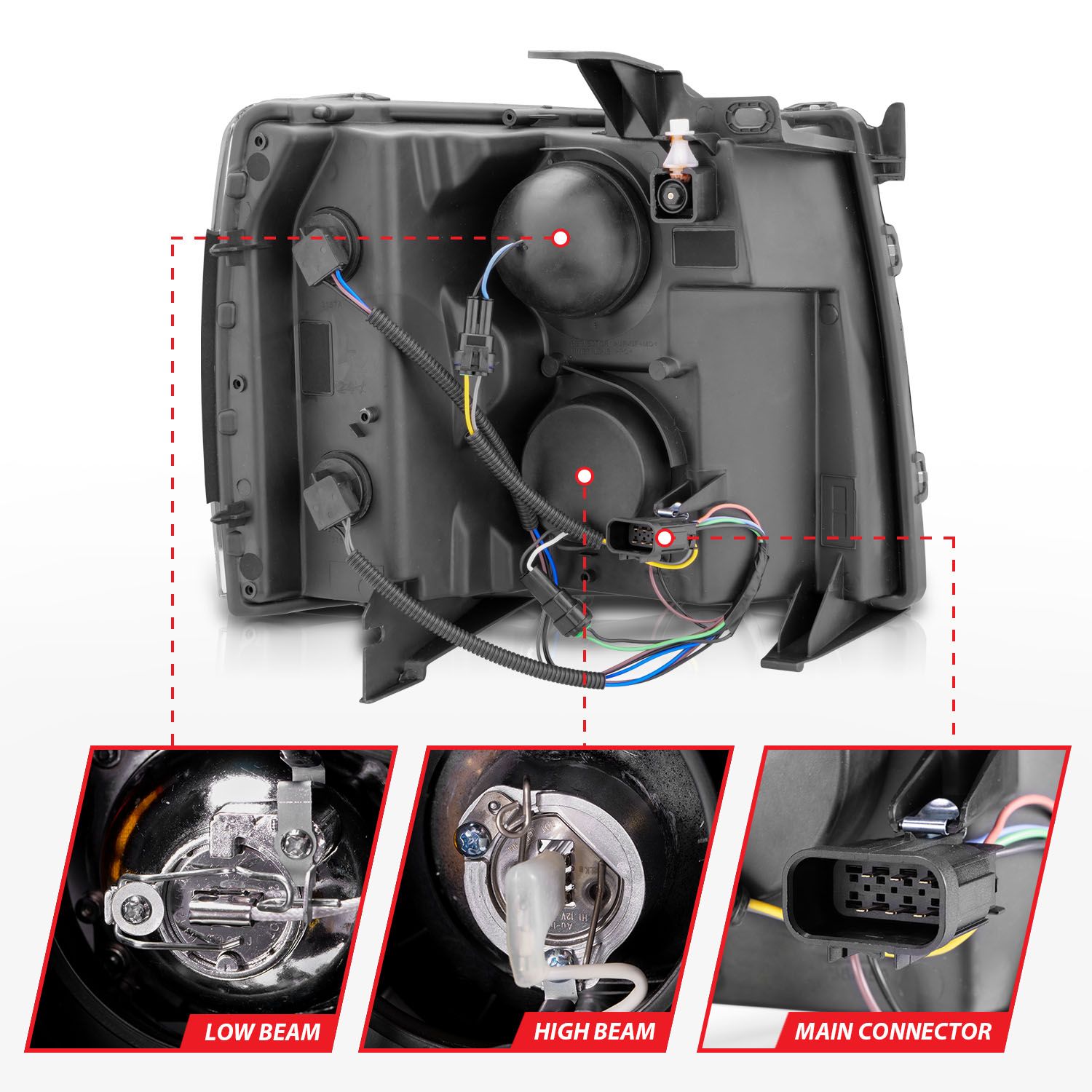2007-2013 CHEVY SILVERADO 1500/ 2500HD/3500HD PROJECTOR HEADLIGHTS BLACK CLEAR W/ RX HALO