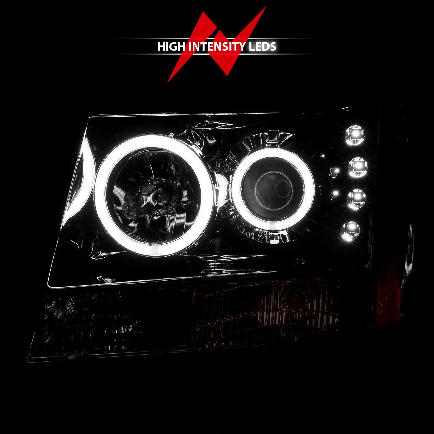 2007-2014 CHEVY TAHOE / SUBURBAN / 2007-2013 AVALANCHE PROJECTOR HEADLIGHTS CHROME W/ RX HALO