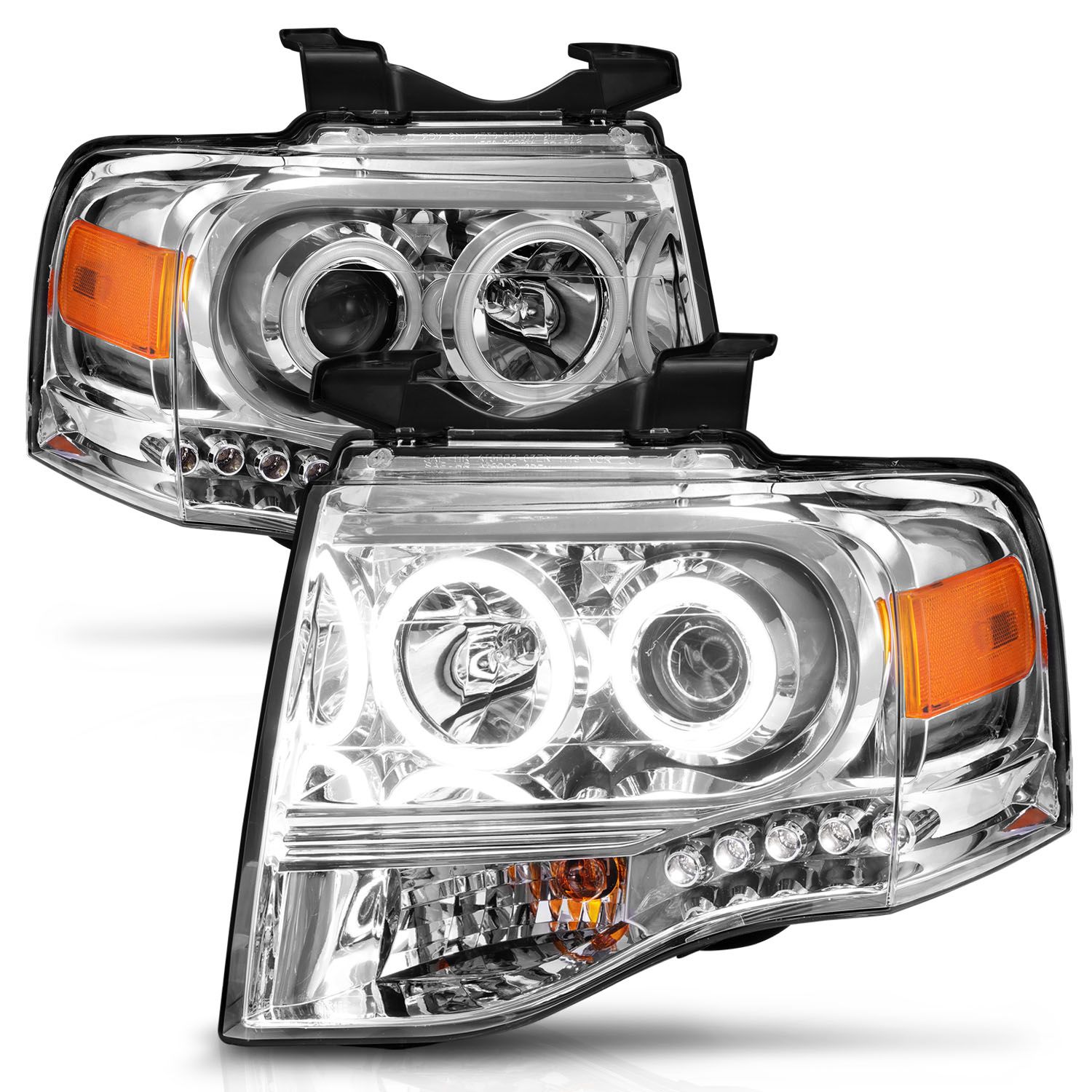 2007-2014 FORD EXPEDITION PROJECTOR HALO HEADLIGHTS CHROME W/ RX HALO
