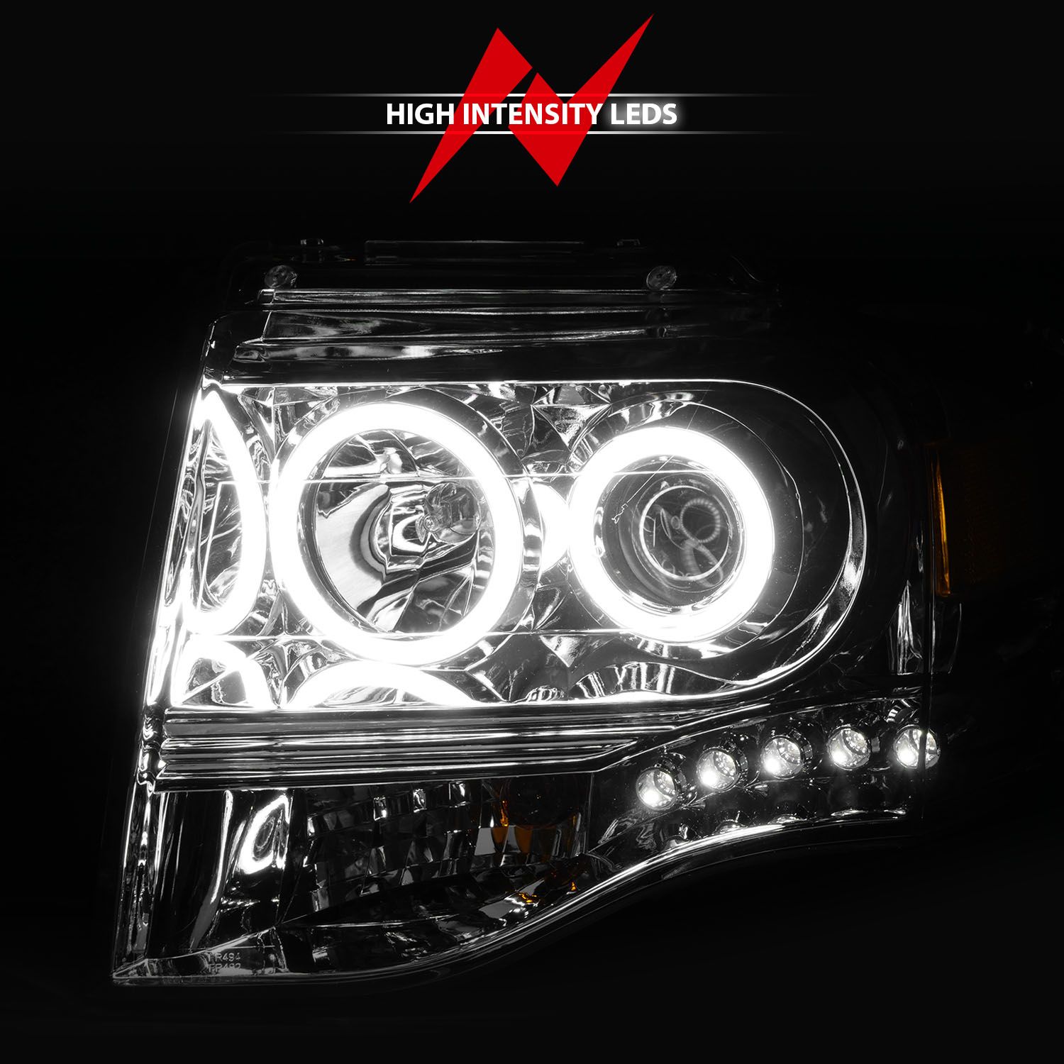 2007-2014 FORD EXPEDITION PROJECTOR HALO HEADLIGHTS CHROME W/ RX HALO