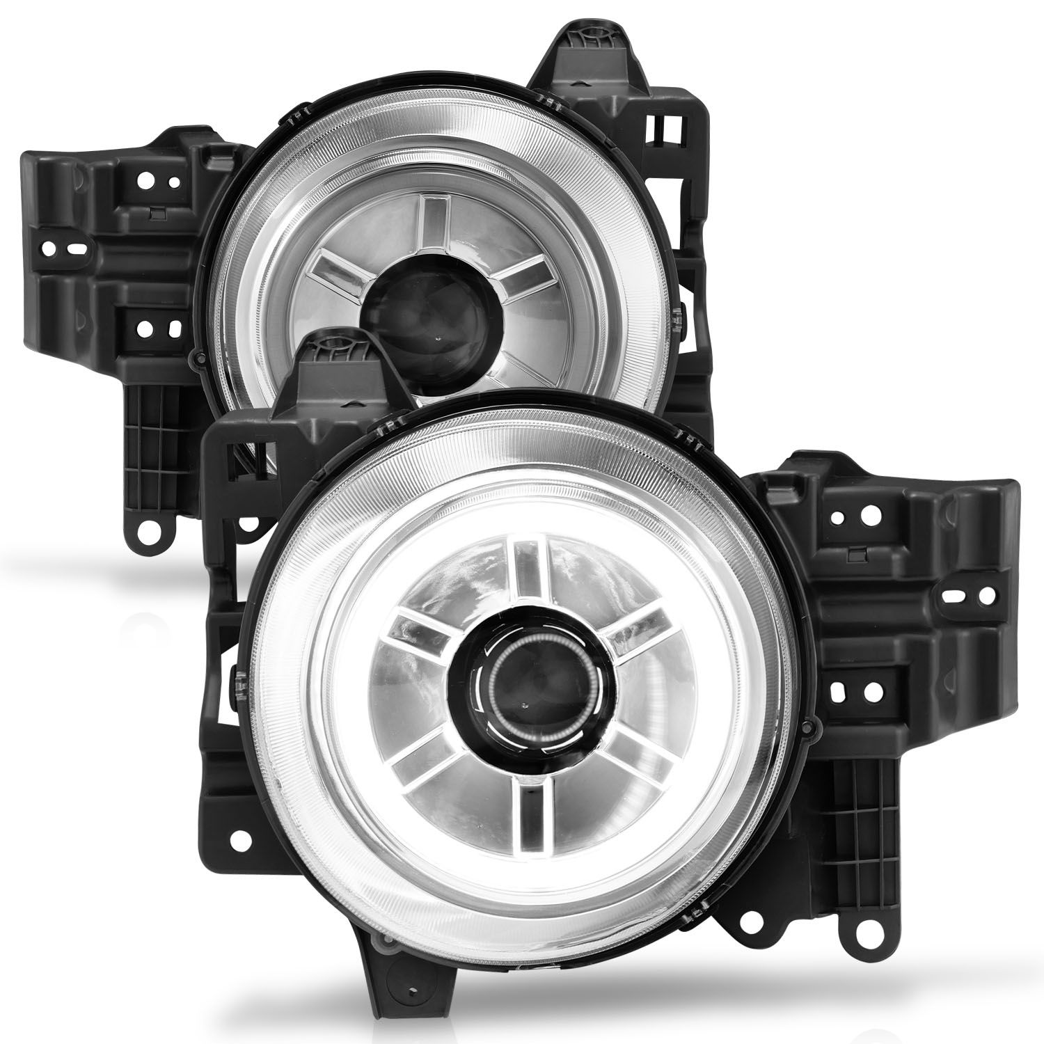 2007-2014 TOYOTA FJ CRUISER PROJECTOR HALO HEADLIGHTS CHROME W/ RX HALO