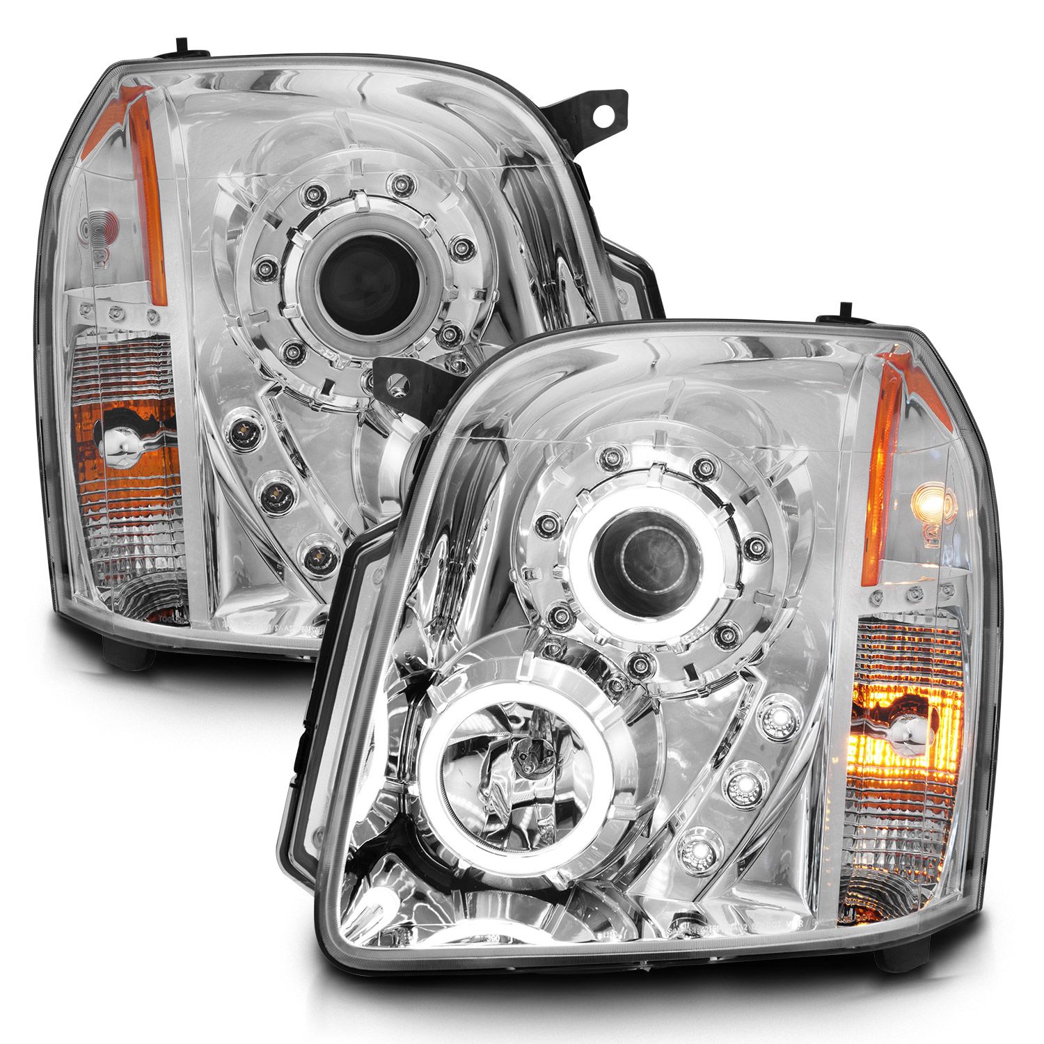 2007-2014 GMC YUKON/XL/DENALI PROJECTOR HEADLIGHTS CHROME w/ RX HALO
