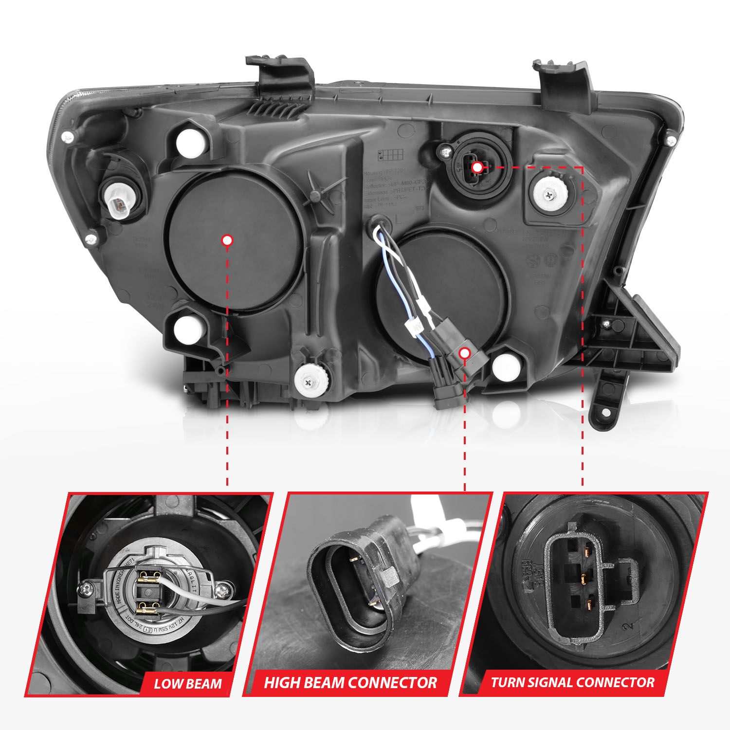 2007-2013 TOYOTA TUNDRA / 2008-2017 SEQUOIA PROJECTOR HEADLIGHTS BLACK W/ RX HALO AND LED BAR