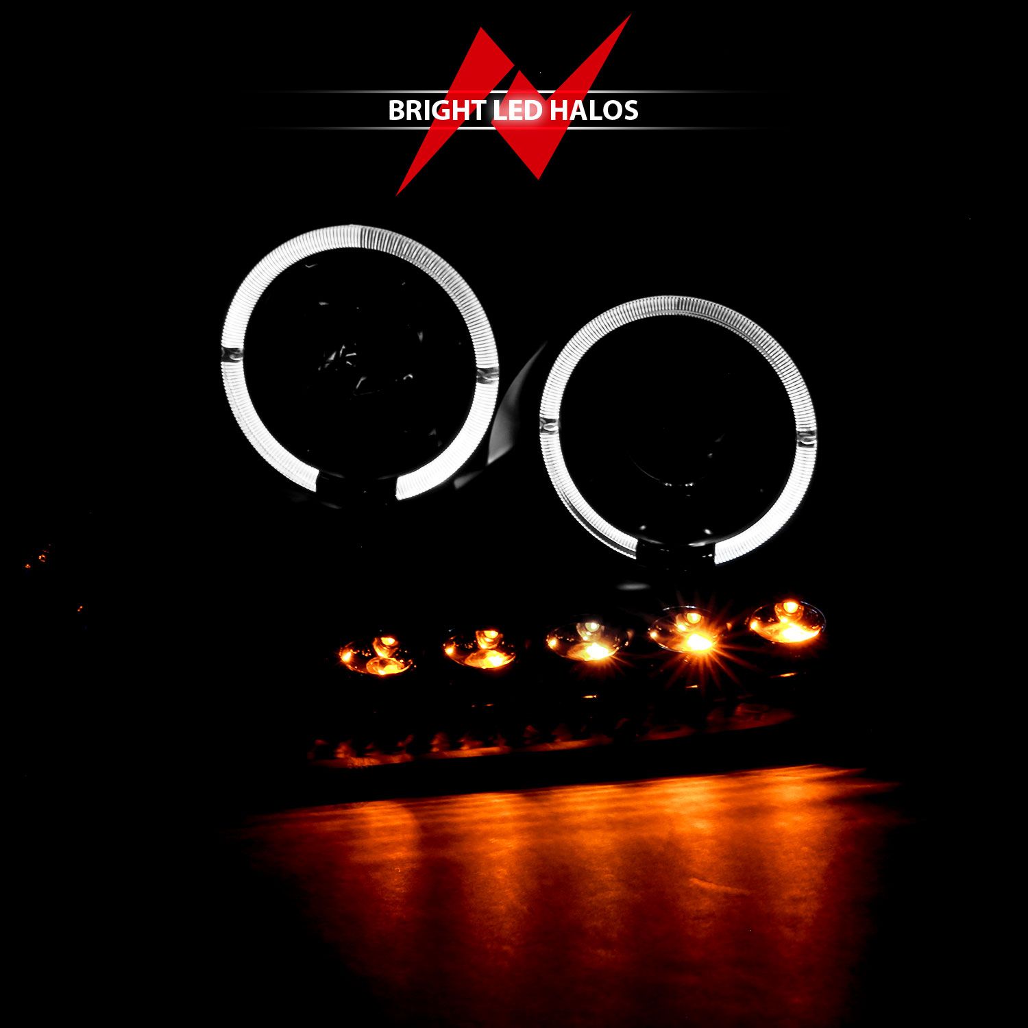 2004-2008 FORD F-150 PROJECTOR HEADLIGHTS BLACK 2 HALOS & LED