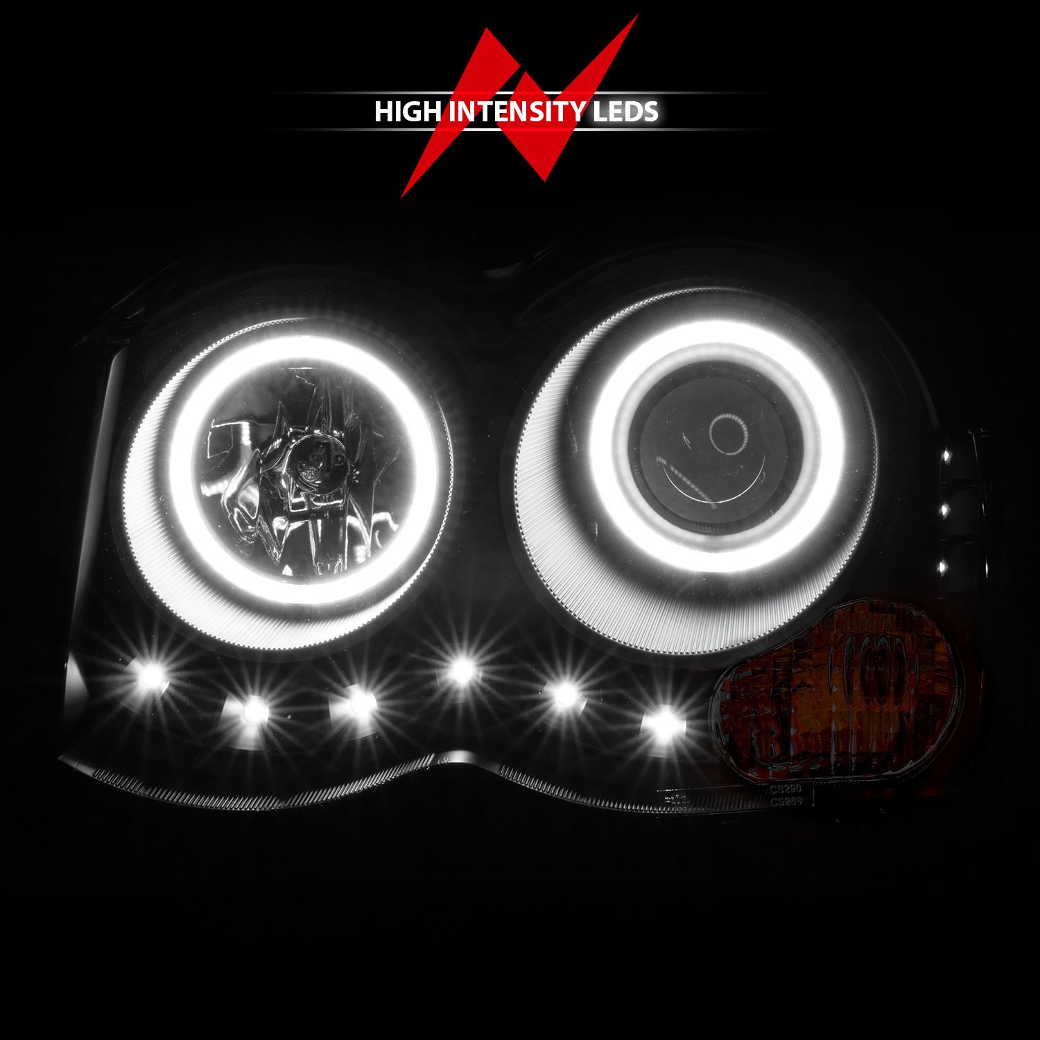 2008-2010 JEEP GRAND CHEROKEE PROJECTOR HEADLIGHTS BLACK W/ RX HALO