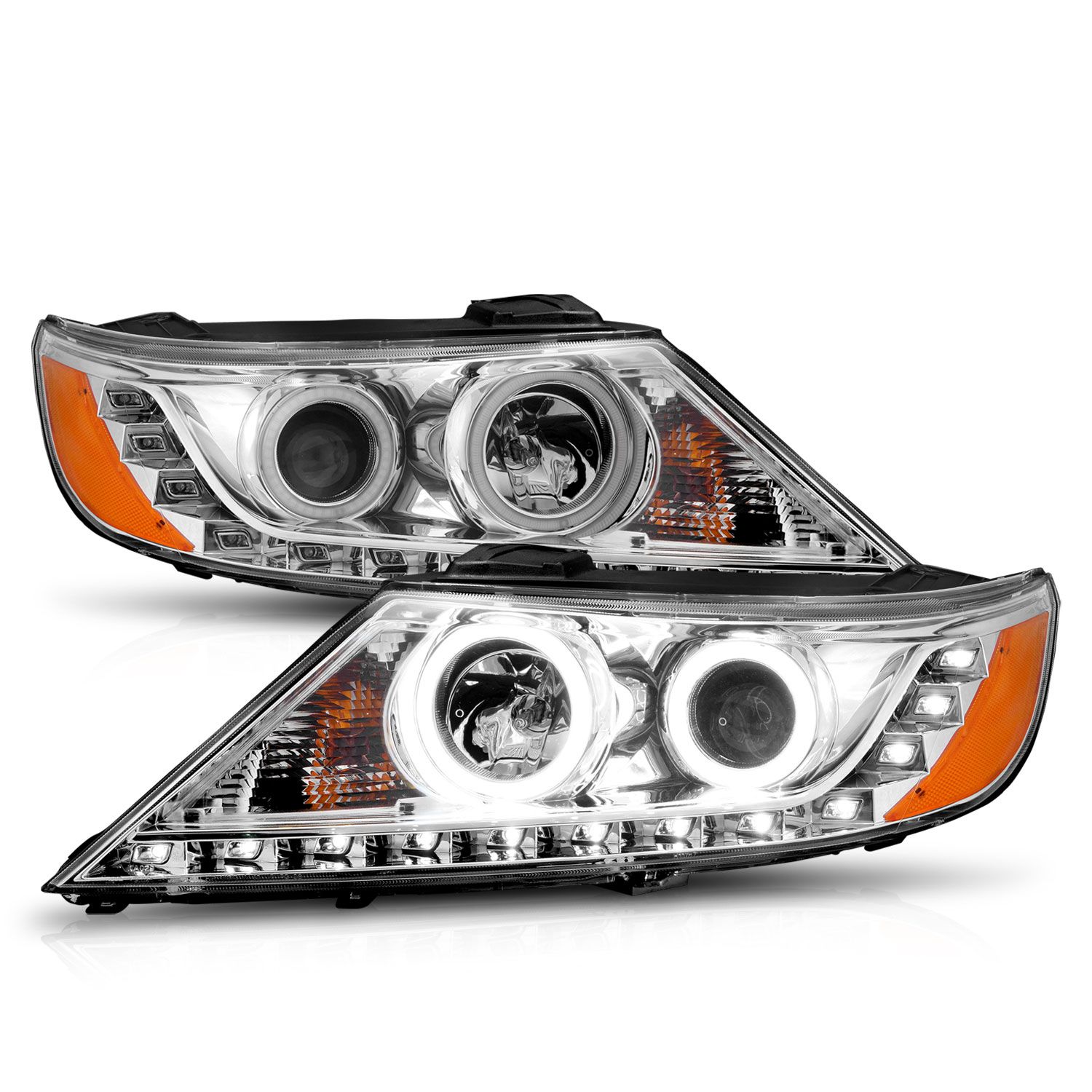 2011-2013 KIA SORENTO PROJECTOR HEADLIGHTS CHROME W/ RX HALO