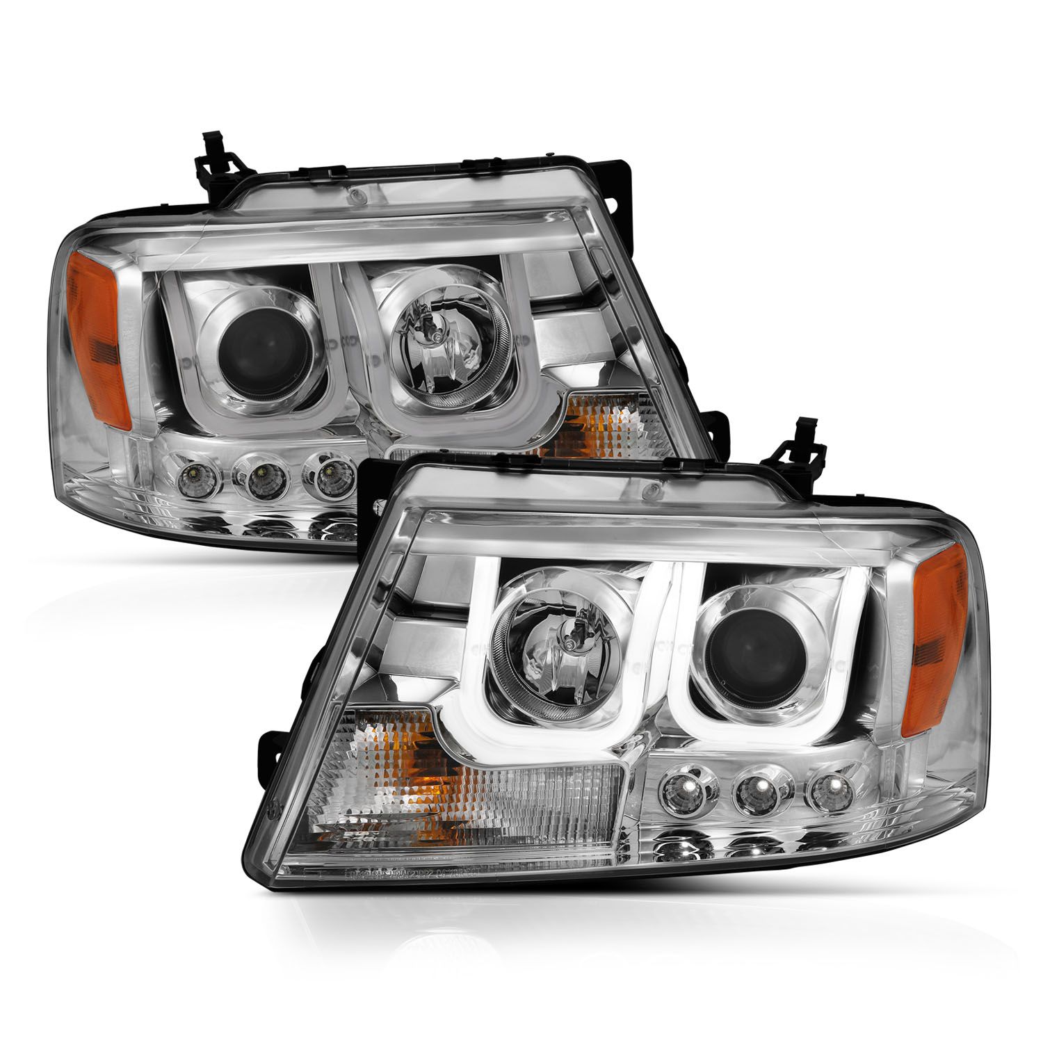 2004-2008 FORD F-150 PROJECTOR HEADLIGHTS U-BAR CHROME CLEAR