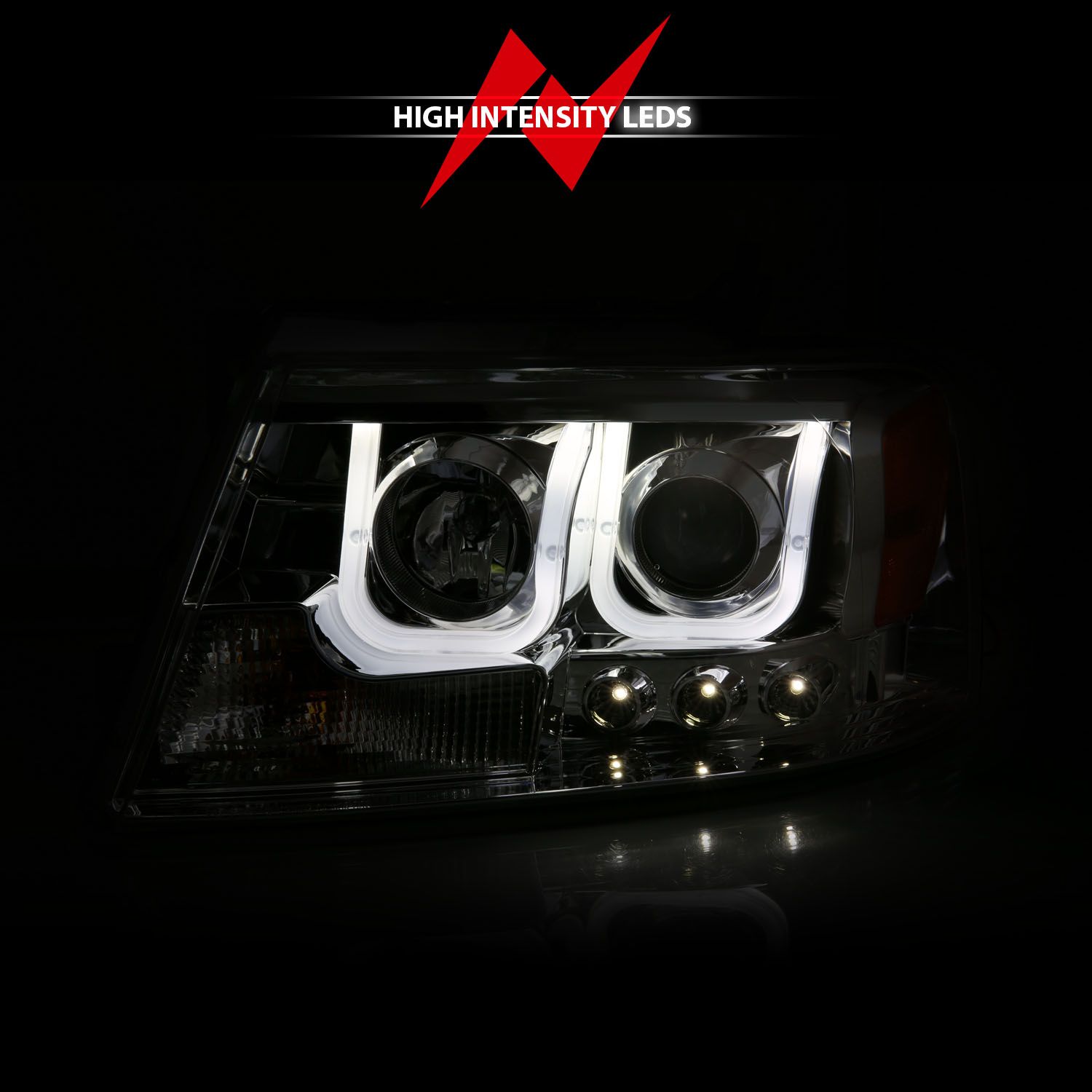 2004-2008 FORD F-150 PROJECTOR HEADLIGHTS U-BAR CHROME CLEAR