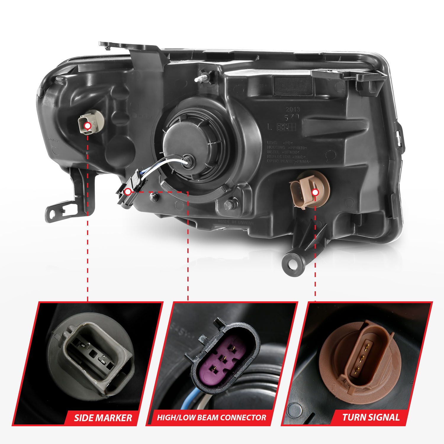 2008-2012 FORD ESCAPE PROJECTOR HEADLIGHT BLACK HOUSING W/ LED HALO (FOR HALOGEN MODELS ONLY)
