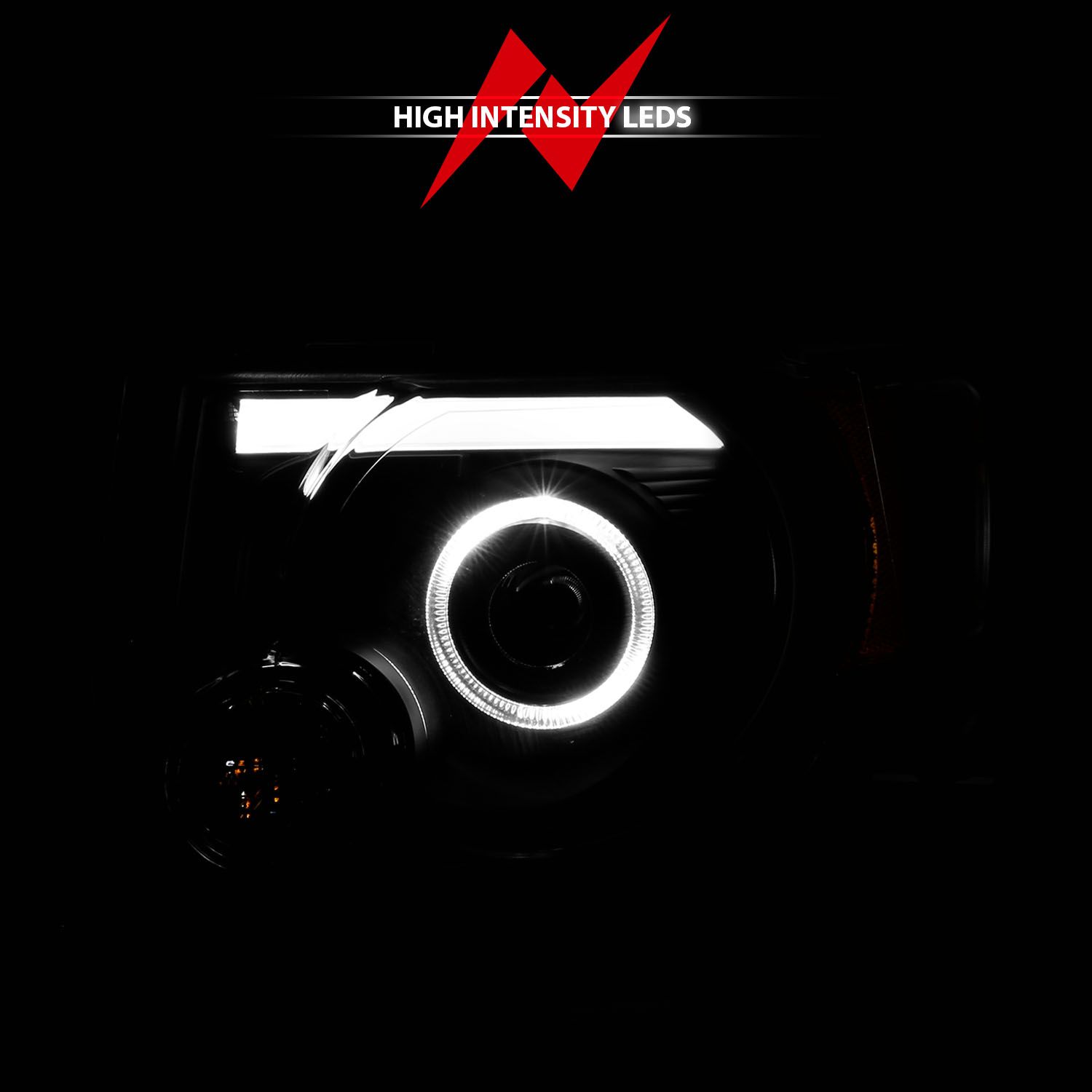 2008-2012 FORD ESCAPE PROJECTOR HEADLIGHT BLACK HOUSING W/ LED HALO (FOR HALOGEN MODELS ONLY)