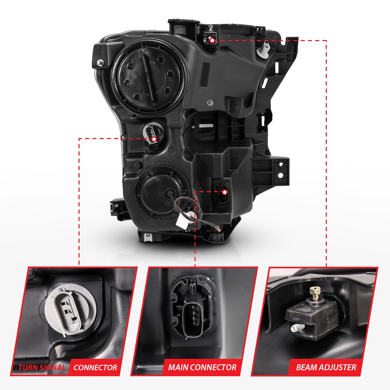 2015 FORD F-150 PROJECTOR PLANK STYLE SWITCHBACK HEADLIGHTS W/ BLACK HOUSING (FOR HALOGEN MODELS ONLY)