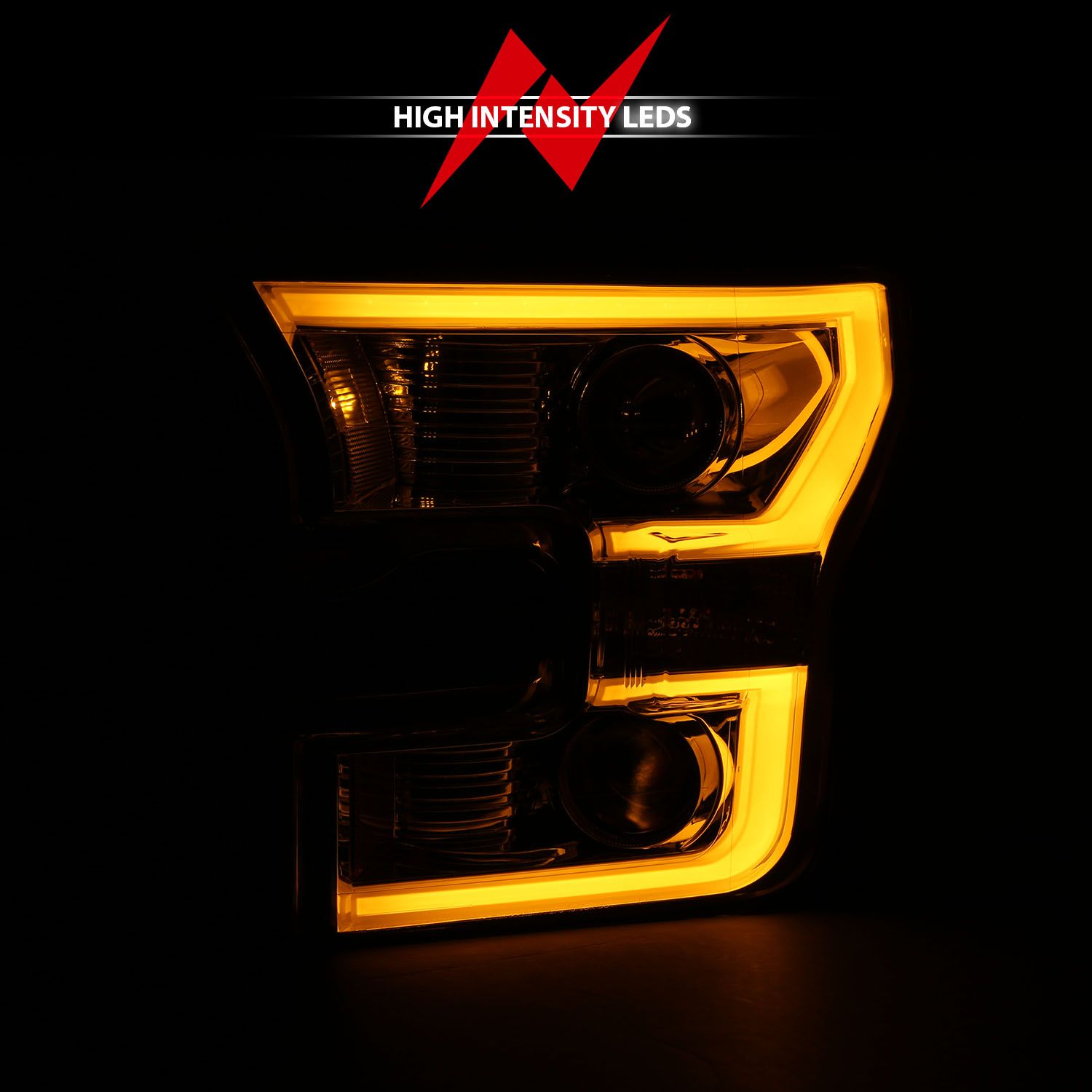 2015 FORD F-150 PROJECTOR PLANK STYLE SWITCHBACK HEADLIGHT W/ CHROME HOUSING (FOR HALOGEN MODELS ONLY)