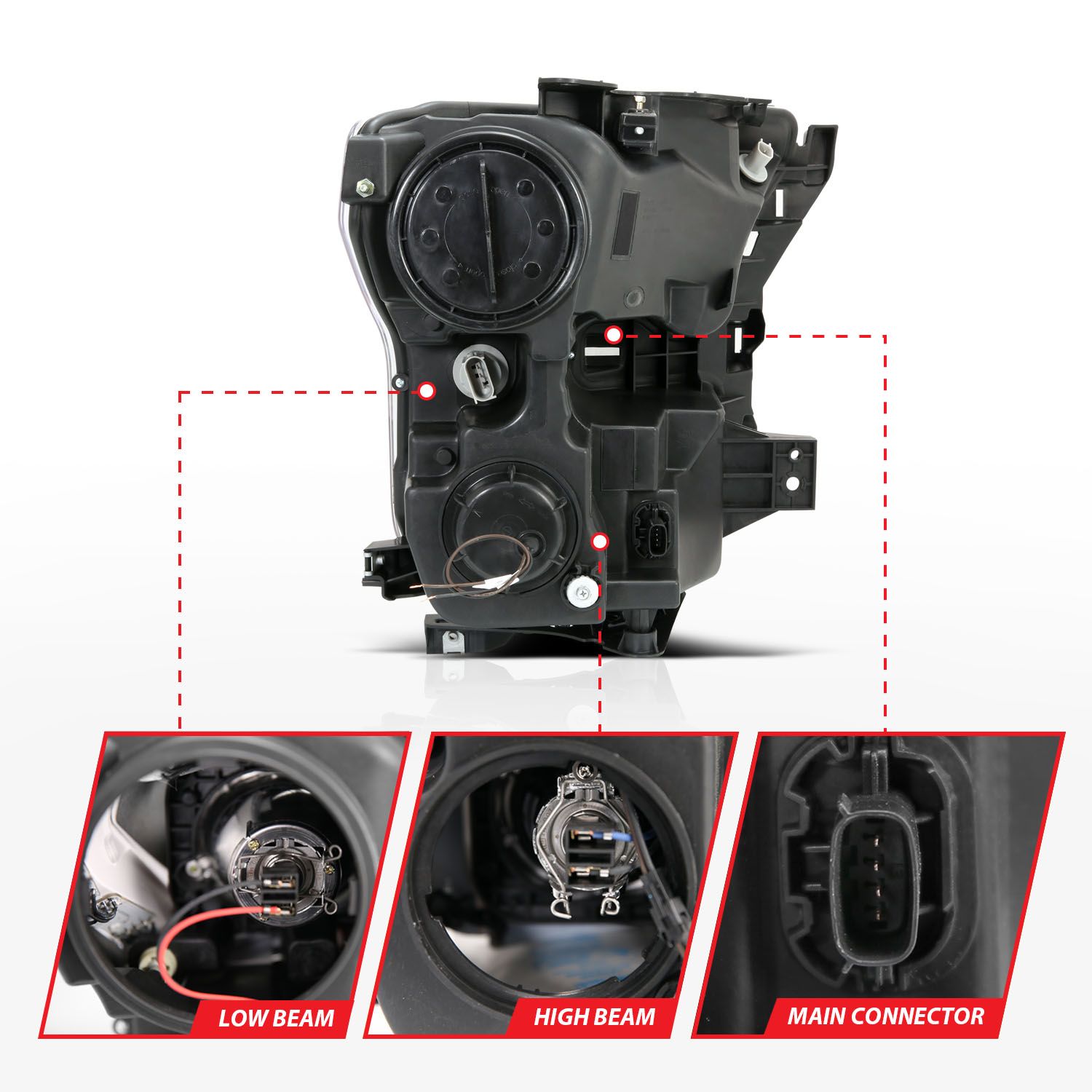 2015 FORD F-150 PROJECTOR PLANK STYLE SWITCHBACK HEADLIGHT W/ CHROME HOUSING (FOR HALOGEN MODELS ONLY)