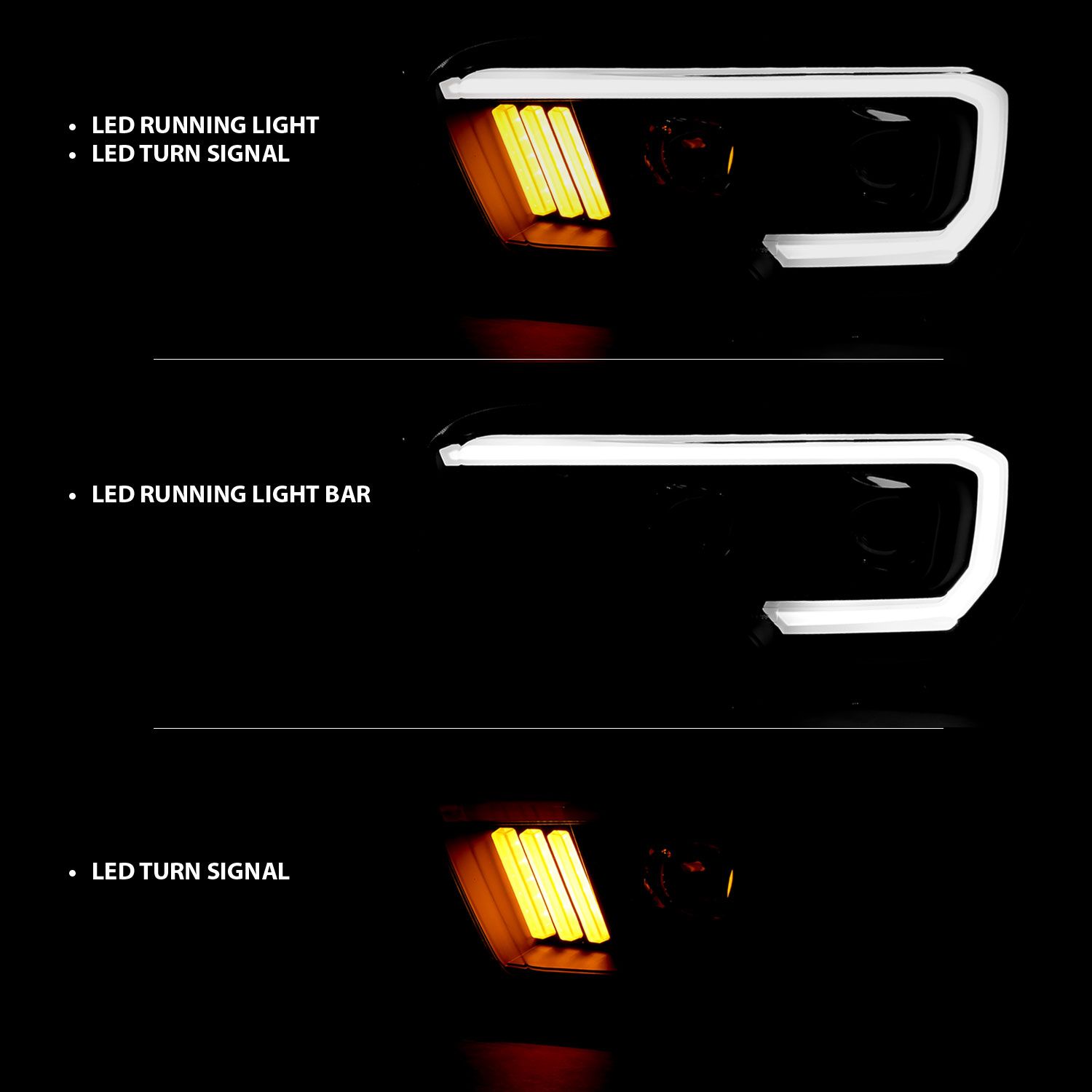 2016-2022 TOYOTA TACOMA PROJECTOR PLANK STYLE HEADLIGHTS BLACK (FOR LED DRL)