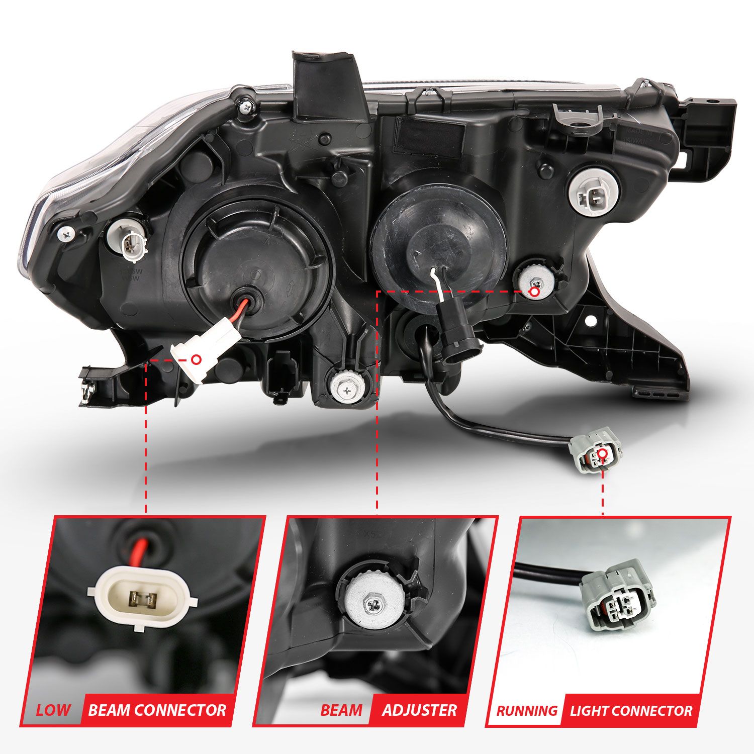 2016-2022 TOYOTA TACOMA PROJECTOR PLANK STYLE HEADLIGHTS BLACK (FOR LED DRL)
