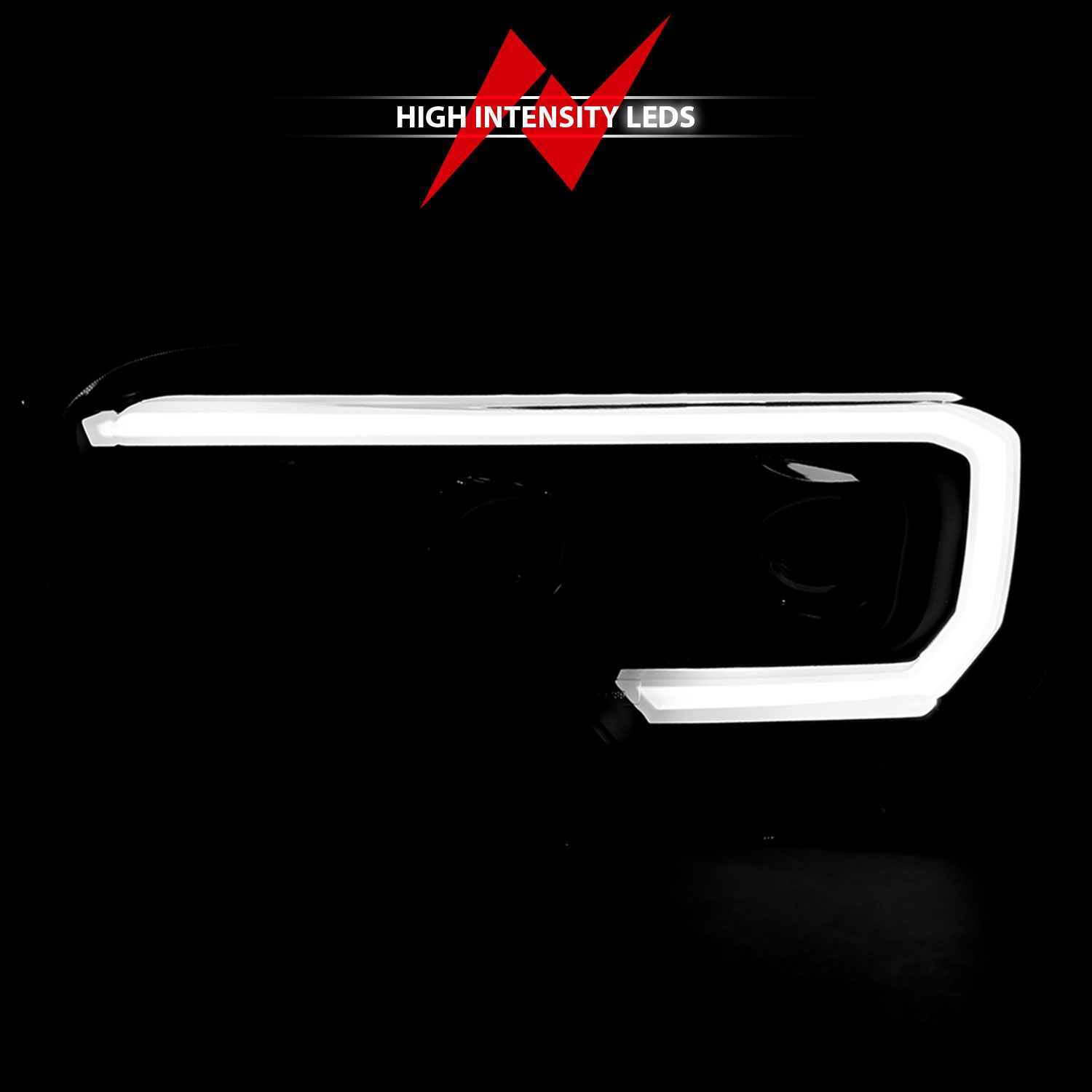 2016-2022 TOYOTA TACOMA PROJECTOR PLANK STYLE HEADLIGHTS BLACK (FOR LED DRL)