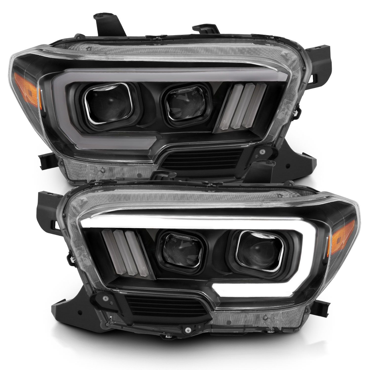 2016-2022 TOYOTA TACOMA PROJECTOR PLANK STYLE HEADLIGHTS BLACK (FOR LED DRL)