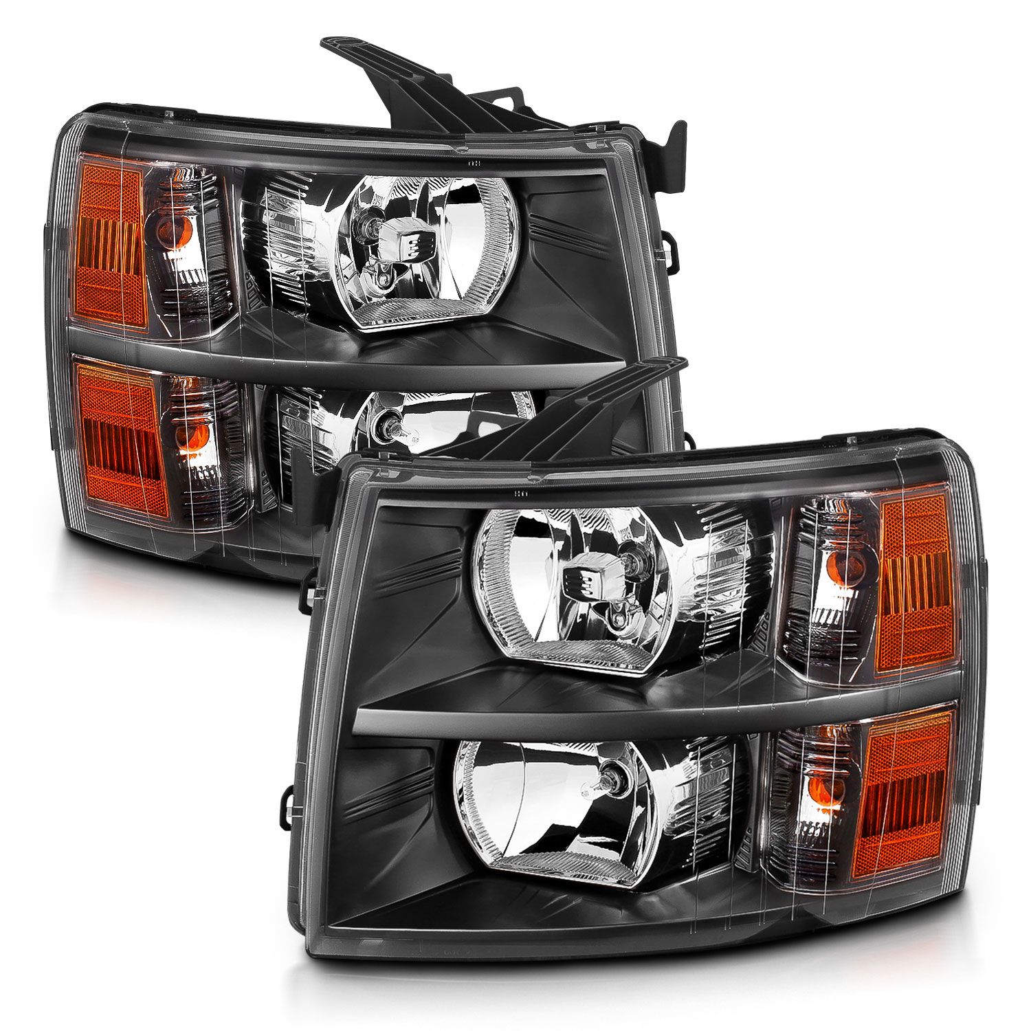 2007-2013 CHEVY SILVERADO 1500/2500HD/3500HD CRYSTAL HEADLIGHTS BLACK