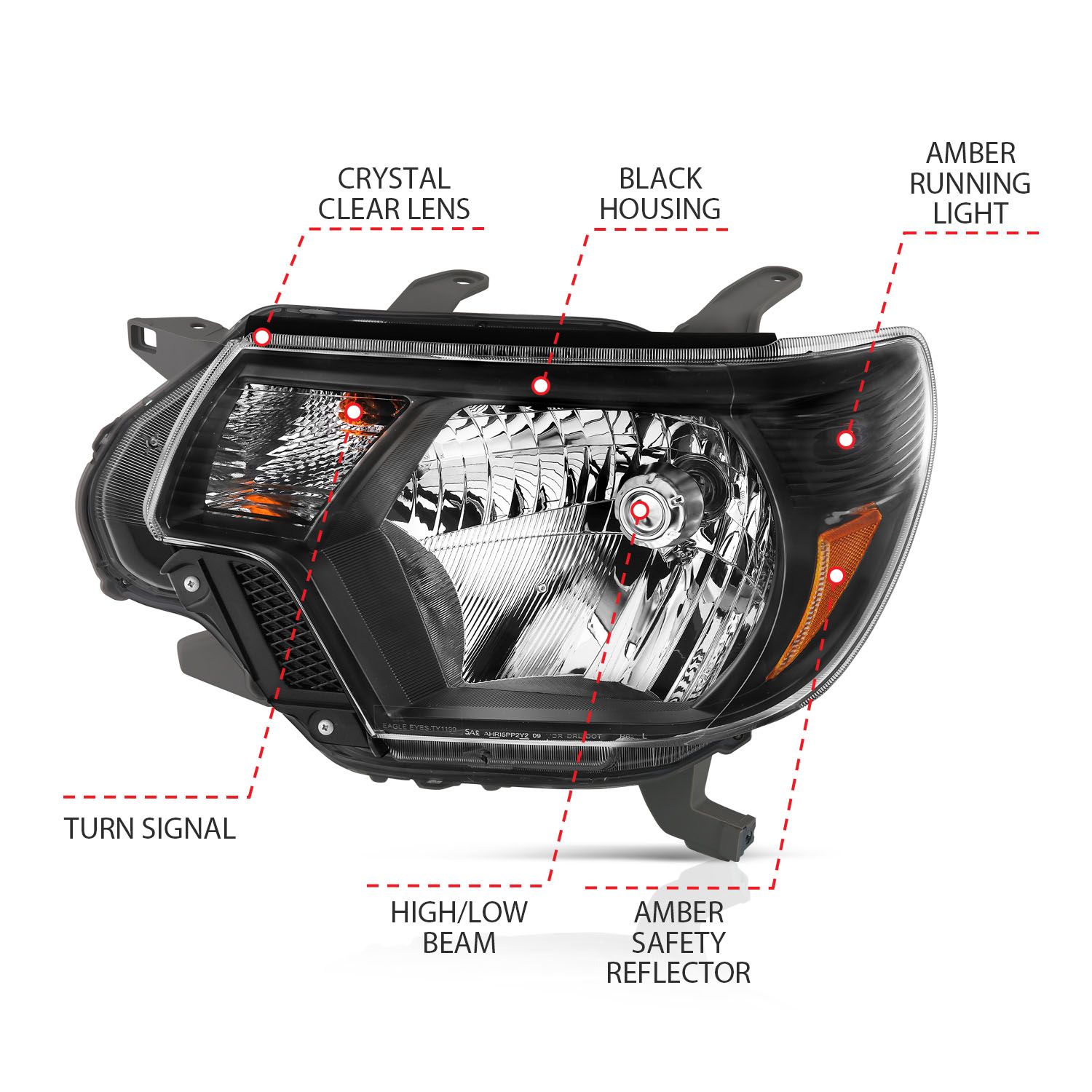 2012-2015 TOYOTA TACOMA CRYSTAL HEADLIGHT BLACK