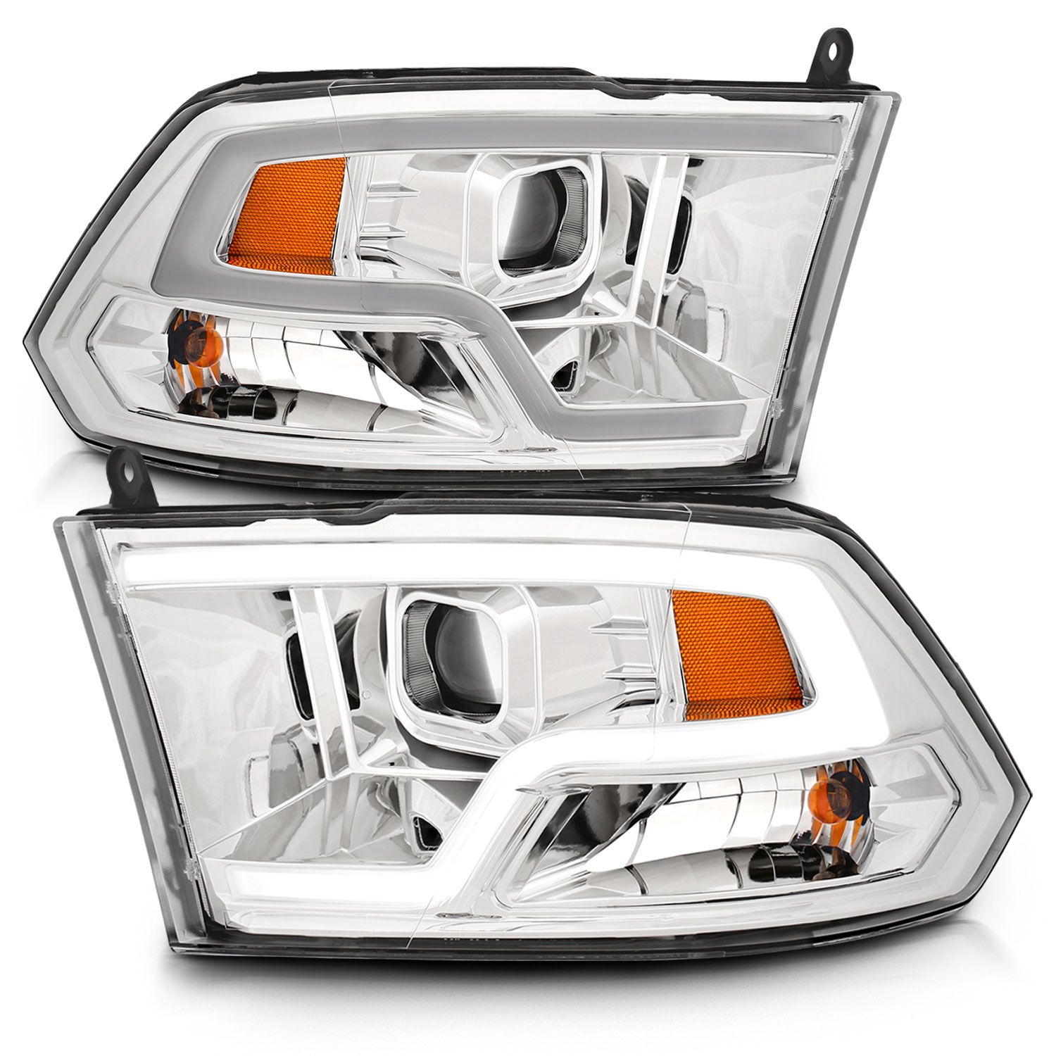 2009-2022 DODGE RAM 1500/ 2010-2018 2500/3500 PROJECTOR PLANK STYLE HEADLIGHTS CHROME (FOR NON-PROJECTOR MODELS)