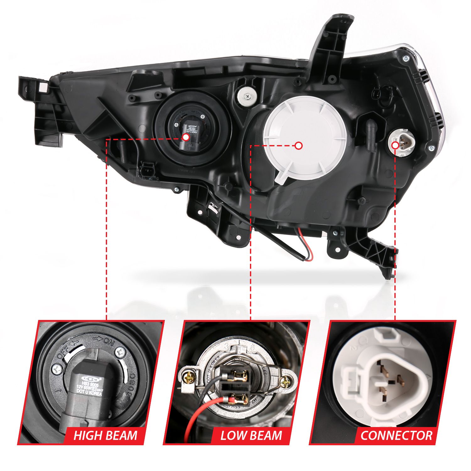 2014-2020 TOYOTA 4RUNNER PROJECTOR PLANK STYLE HEADLIGHTS BLACK