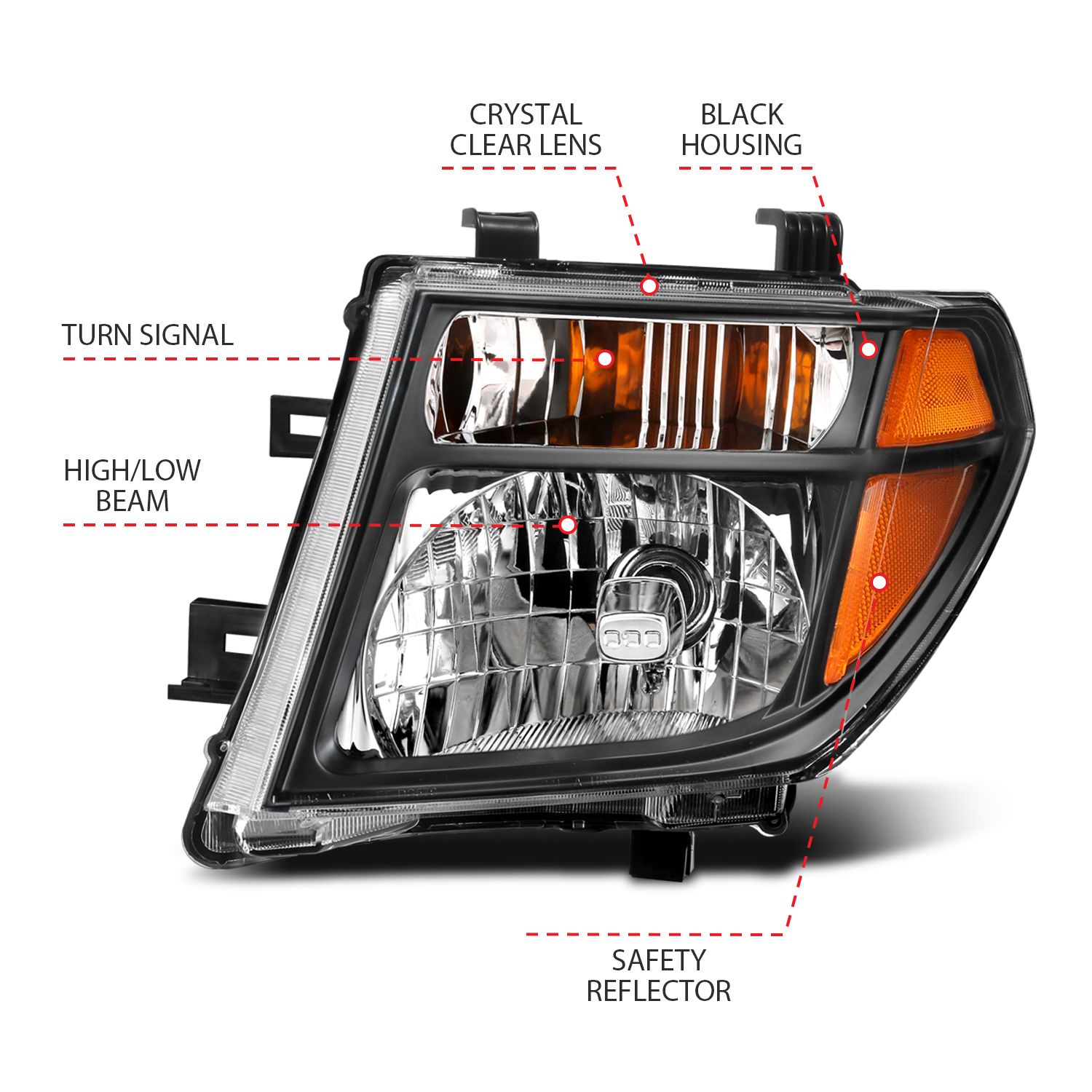 2005-2008 NISSAN FRONTIER / 2005-2007 PATHFINDER CRYSTAL HEADLIGHT BLACK AMBER