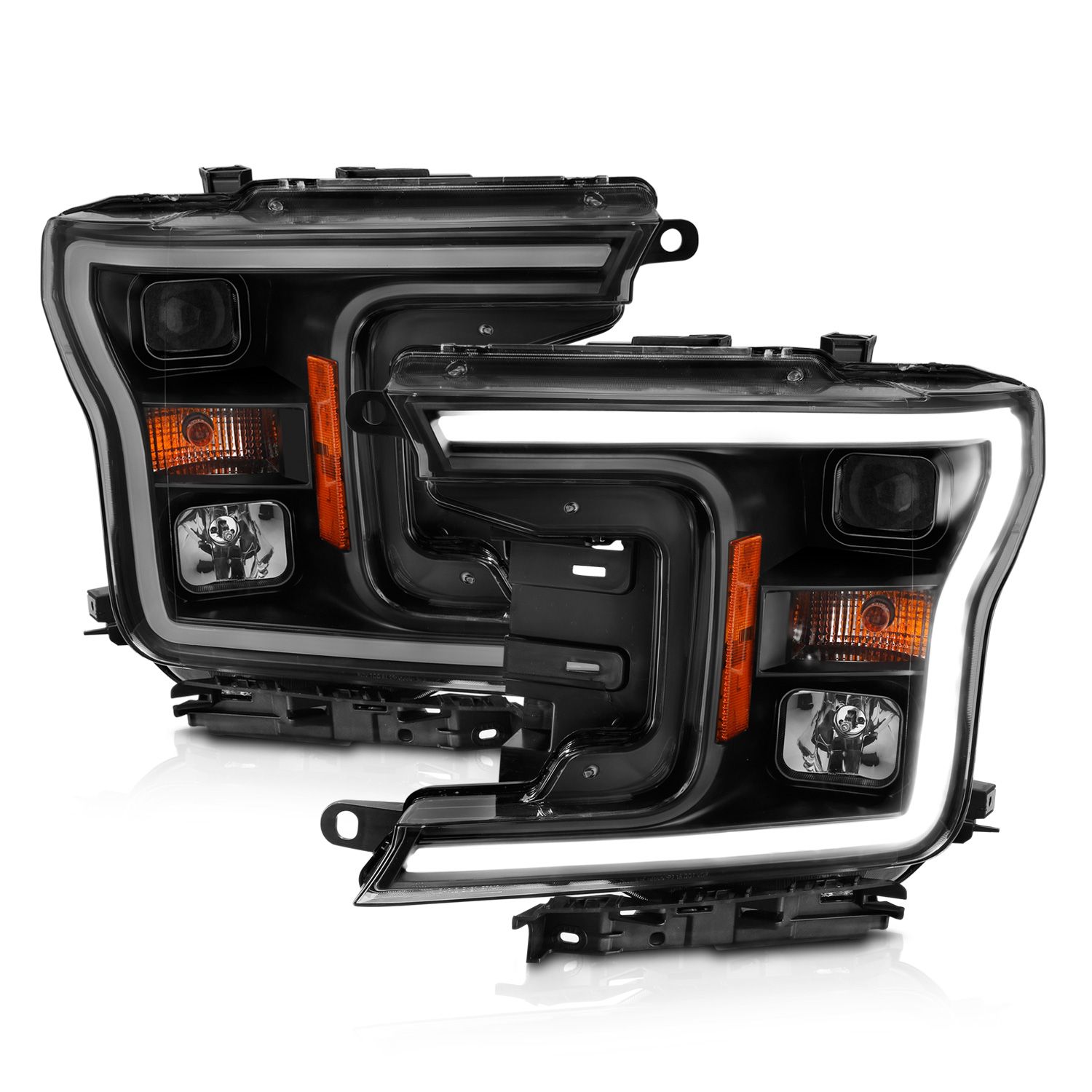 2018-2020 FORD F-150 PROJECTOR LED PLANK STYLE HEADLIGHTS BLACK