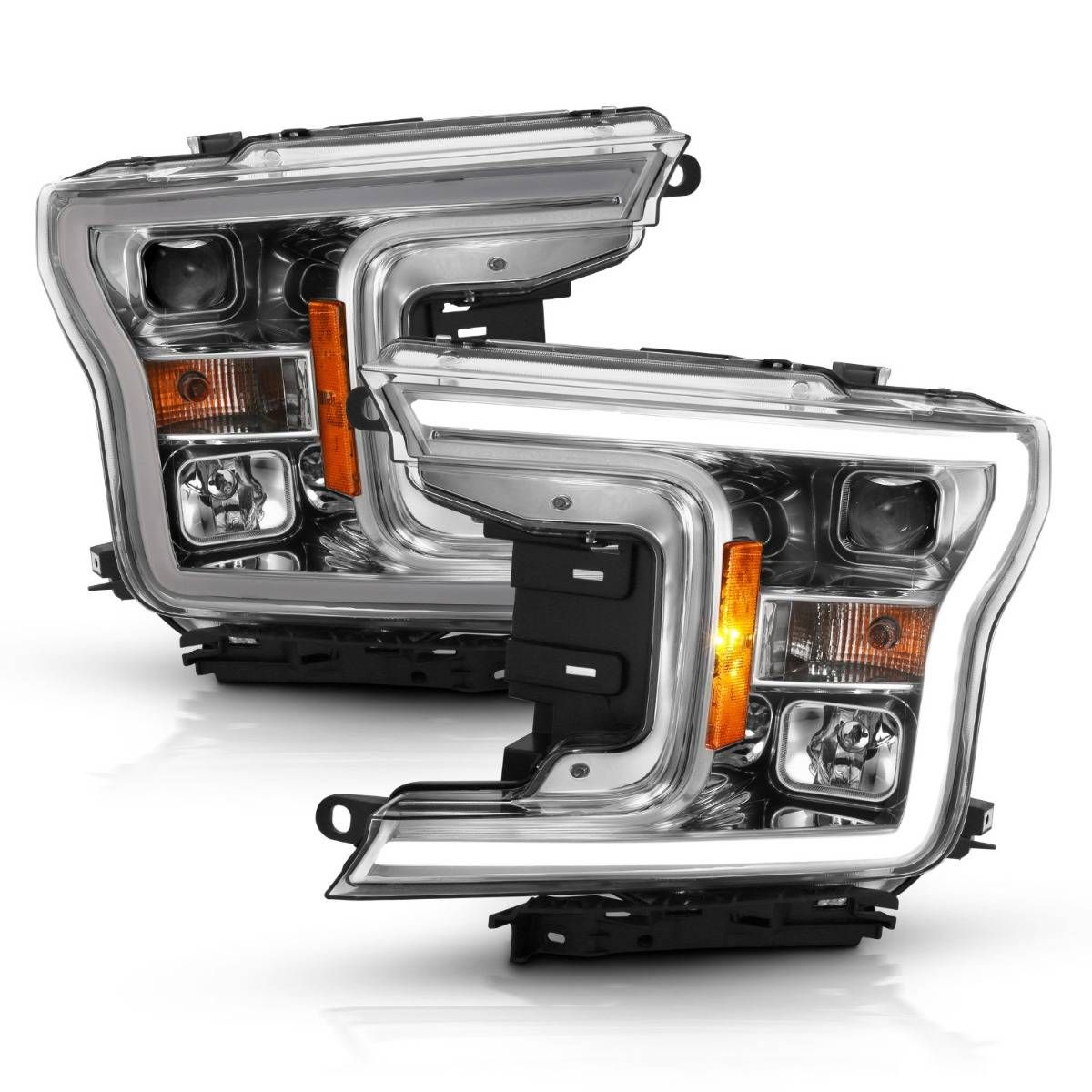 2018-2020 FORD F-150 PROJECTOR LED PLANK STYLE HEADLIGHTS CHROME