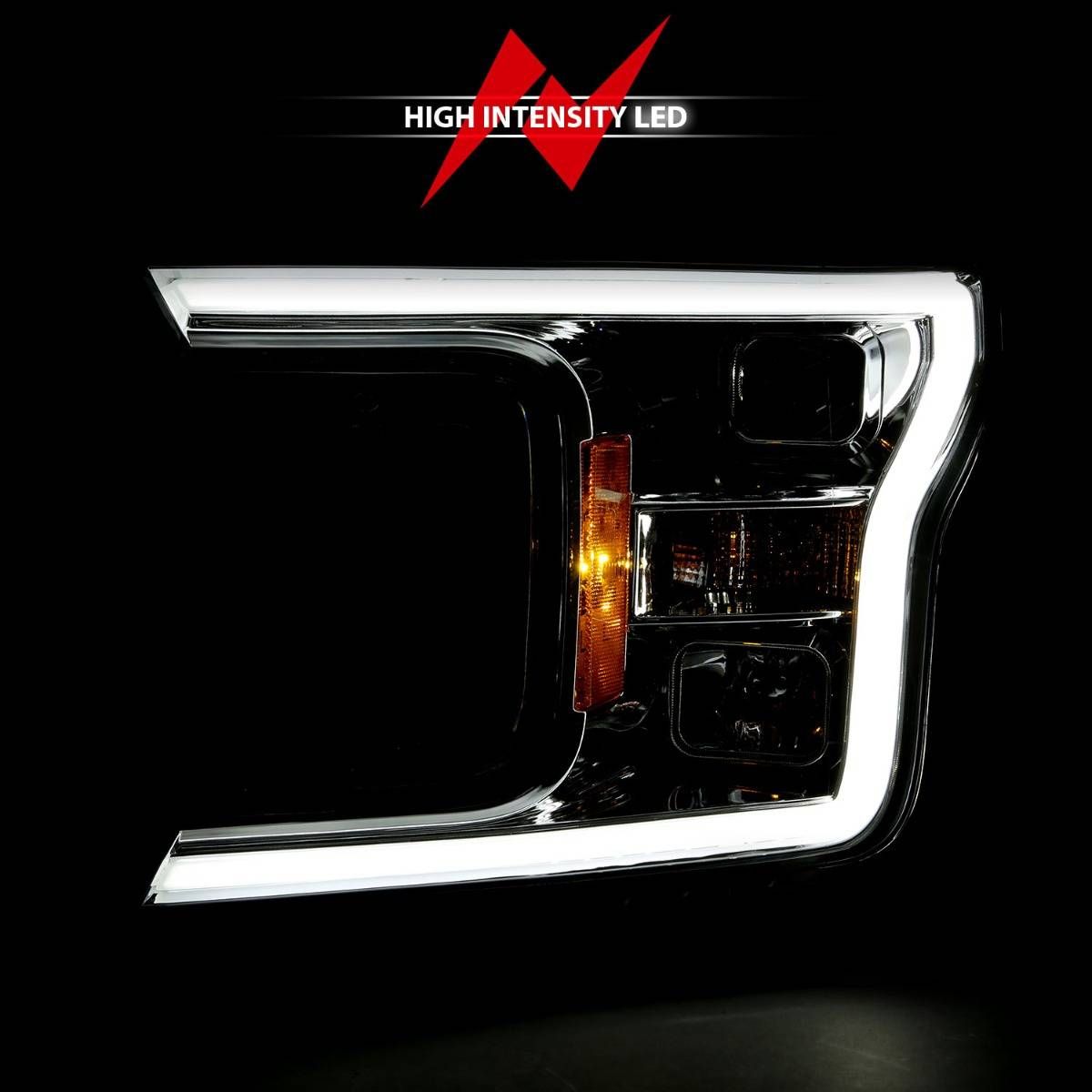 2018-2020 FORD F-150 PROJECTOR LED PLANK STYLE HEADLIGHTS CHROME
