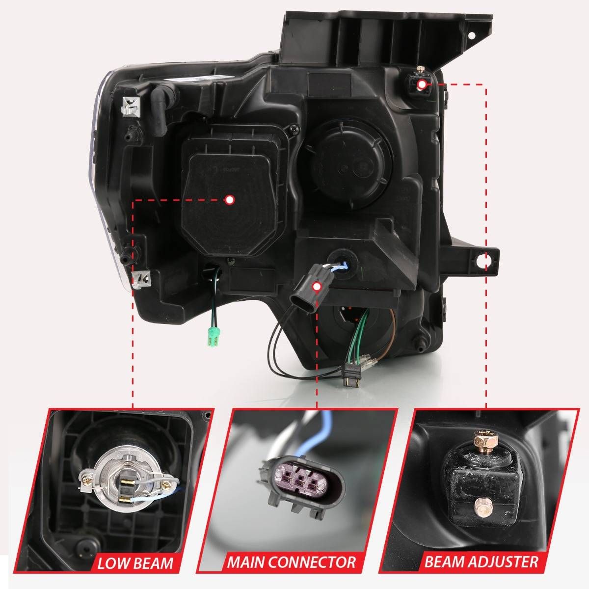 2009-2014 FORD F-150 PROJECTOR PLANK STYLE HEADLIGHT BLACK W/ SWITCHBACK SIGNAL (FOR HALOGEN MODEL)