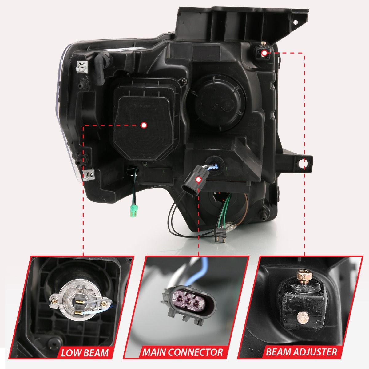 2009-2014 FORD F-150 PROJECTOR PLANK STYLE HEADLIGHT CHROME W/ SWITCHBACK SIGNAL (FOR HALOGEN MODEL)