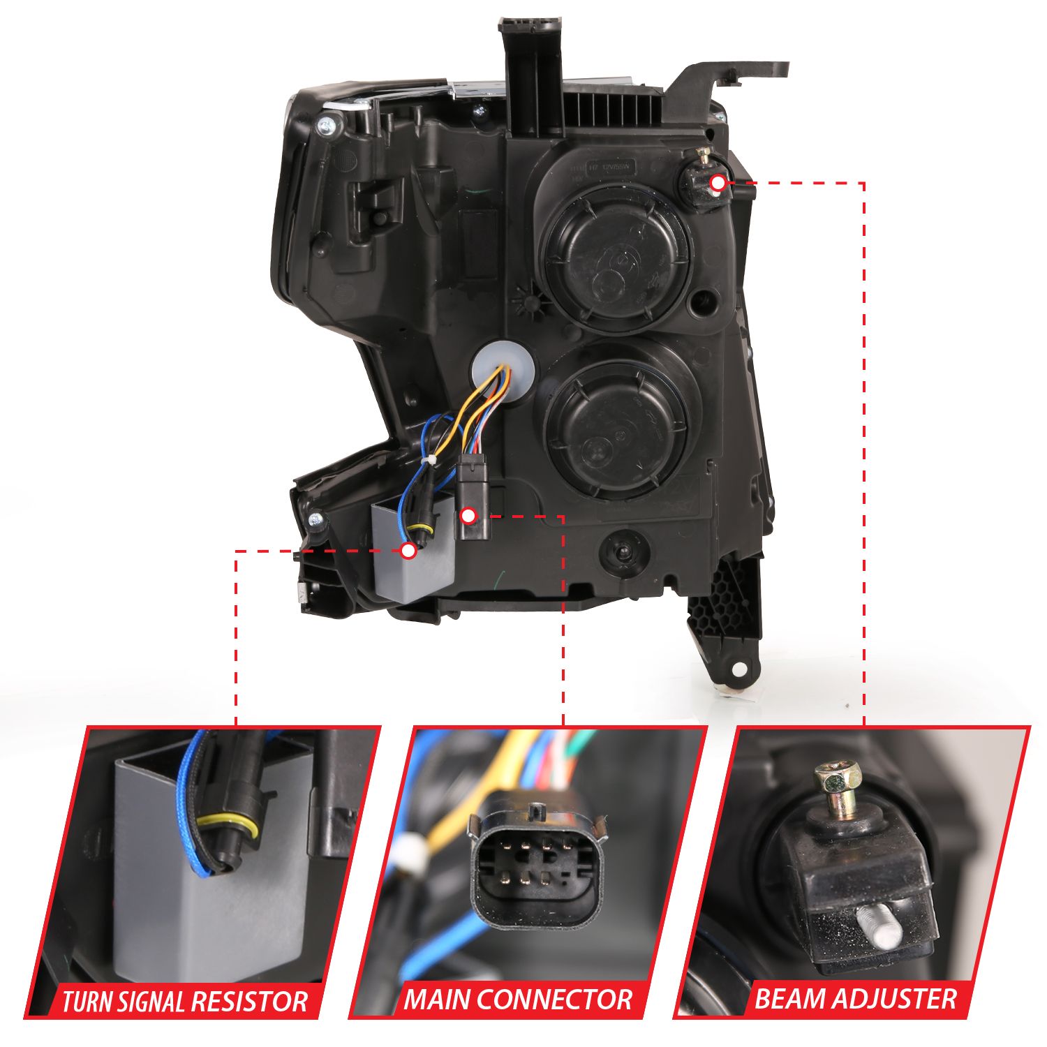 2015-2020 CHEVY TAHOE/SUBURBAN LED CRYSTAL PLANK STYLE HEADLIGHT BLACK W/SEQUENTIAL SIGNAL