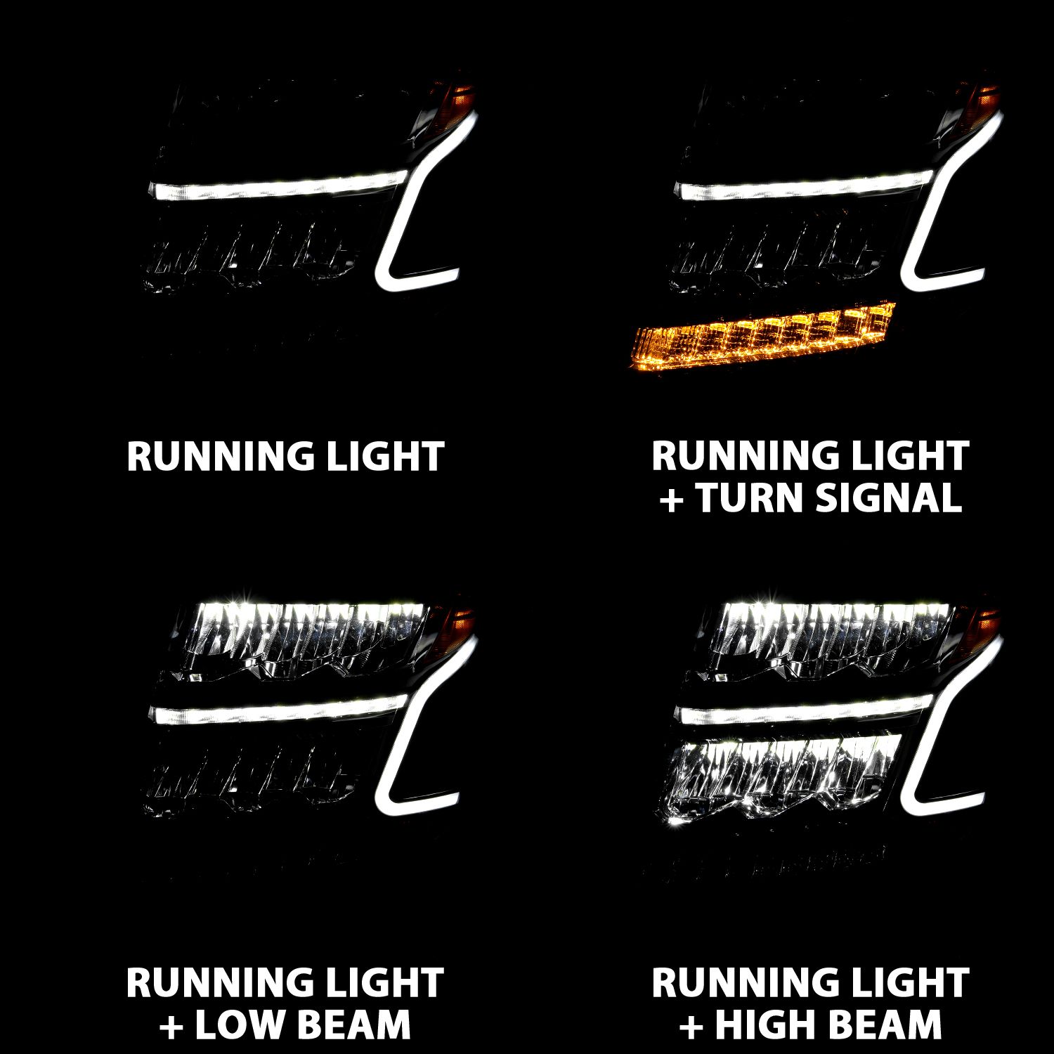 2015-2020 CHEVY TAHOE/SUBURBAN LED CRYSTAL PLANK STYLE HEADLIGHT BLACK W/SEQUENTIAL SIGNAL