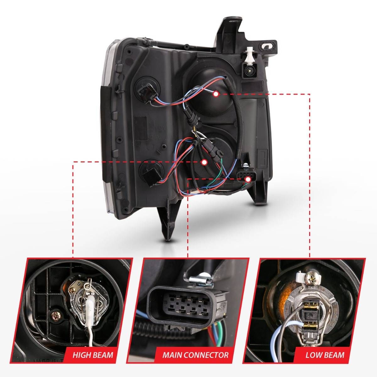 2007-2013 CHEVY SILVERADO 1500 / 2500HD/3500HD PROJECTOR PLANK HEADLIGHTS BLACK