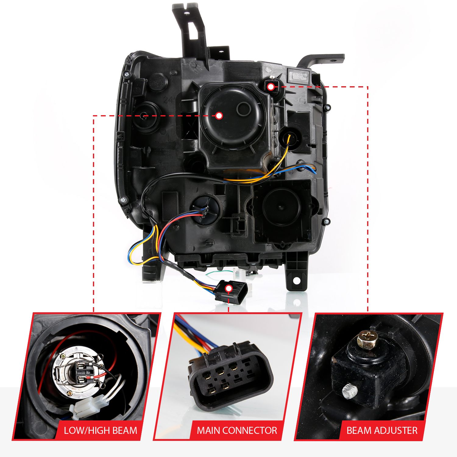 2014-2015 GMC SIERRA 1500/ 2015-2019 2500HD/3500HD PROJECTOR WITH SWITCHBACK C LIGHT BAR (HALOGEN TYPE MODEL WITH OUT FACTORY LED DRL)