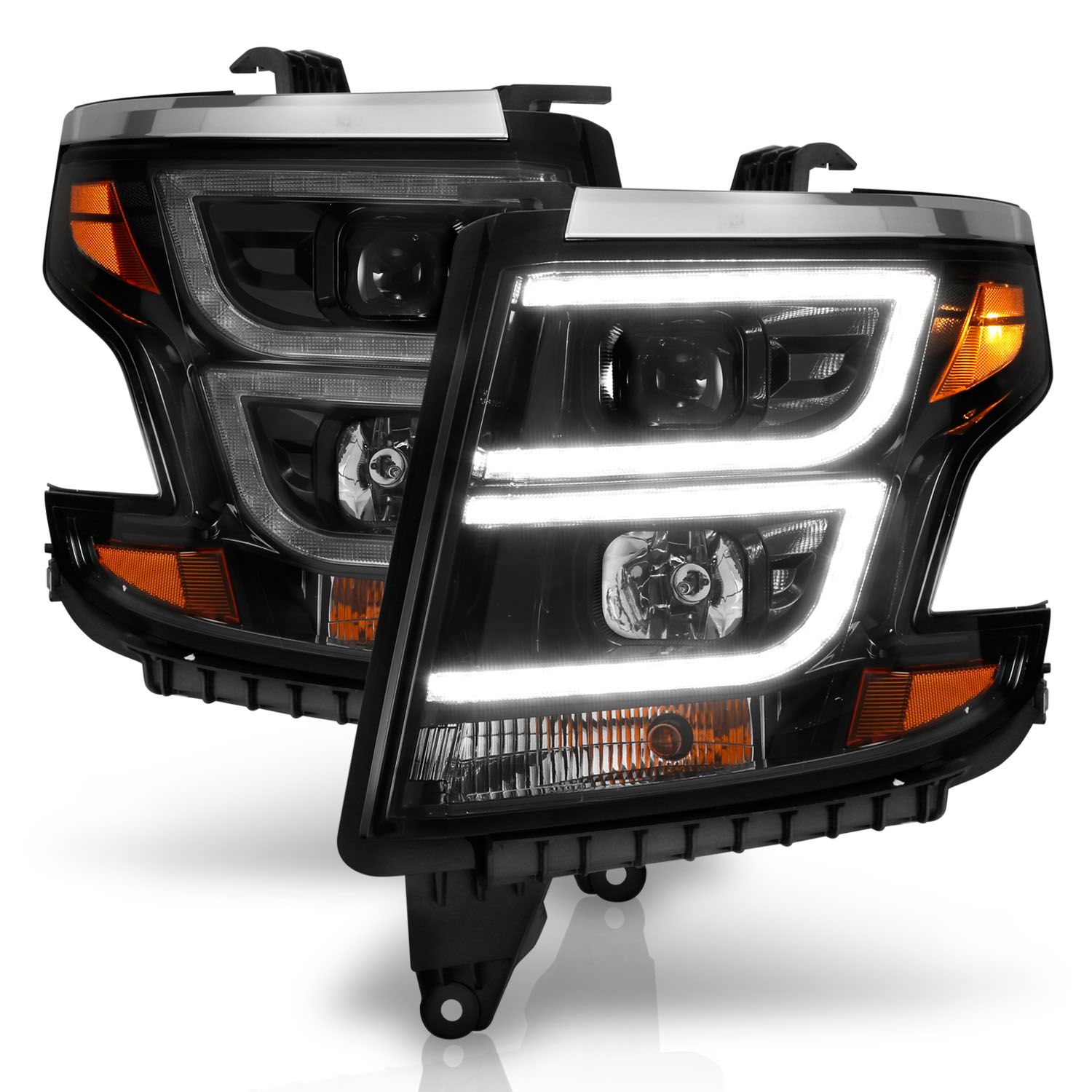 2015-2020 CHEVY TAHOE/SUBURBAN PROJECTOR C BAR HEADLIGHT BLACK (WITH DRL)