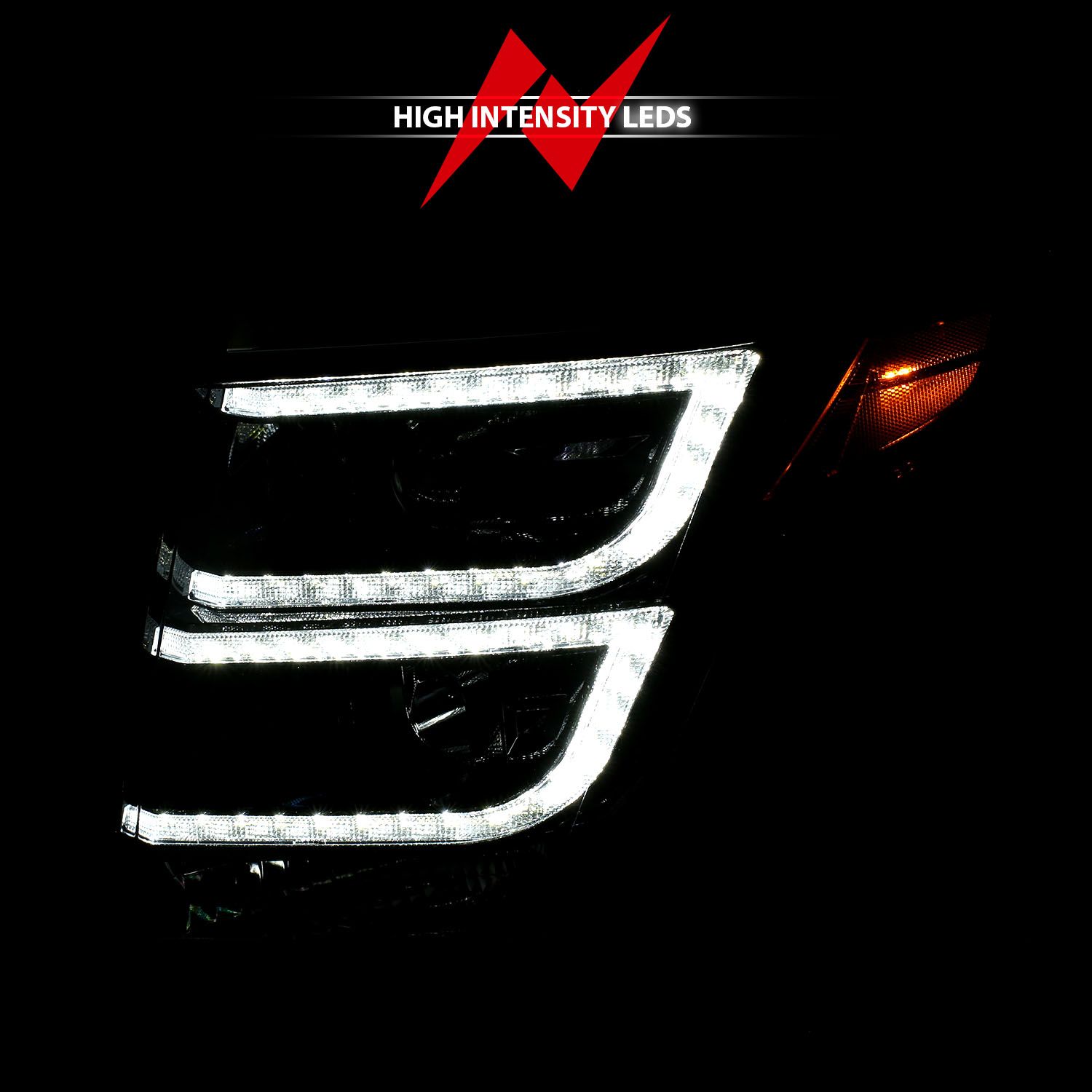 2015-2020 CHEVY TAHOE/SUBURBAN PROJECTOR C BAR HEADLIGHT BLACK (WITH DRL)