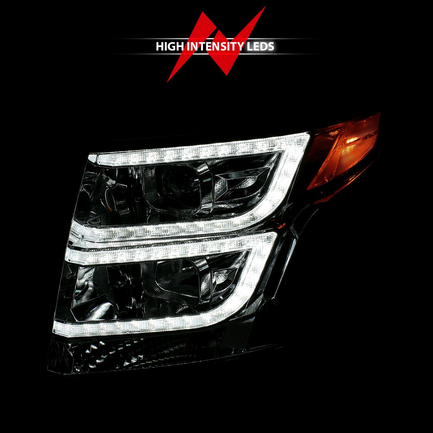 2015-2020 CHEVY TAHOE/SUBURBAN PROJECTOR C BAR HEADLIGHT CHROME (WITH DRL)