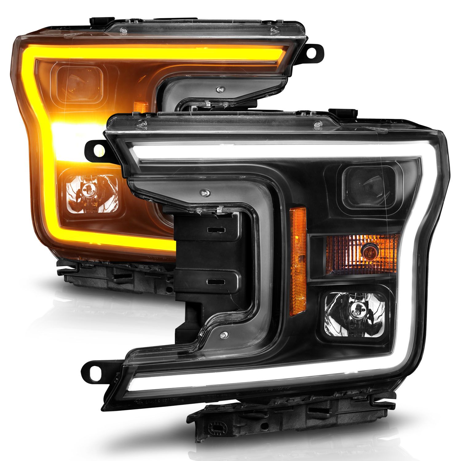 2018-2020 FORD F-150 PROJECTOR PLANK STYLE SWITCHBACK HEADLIGHTS BLACK