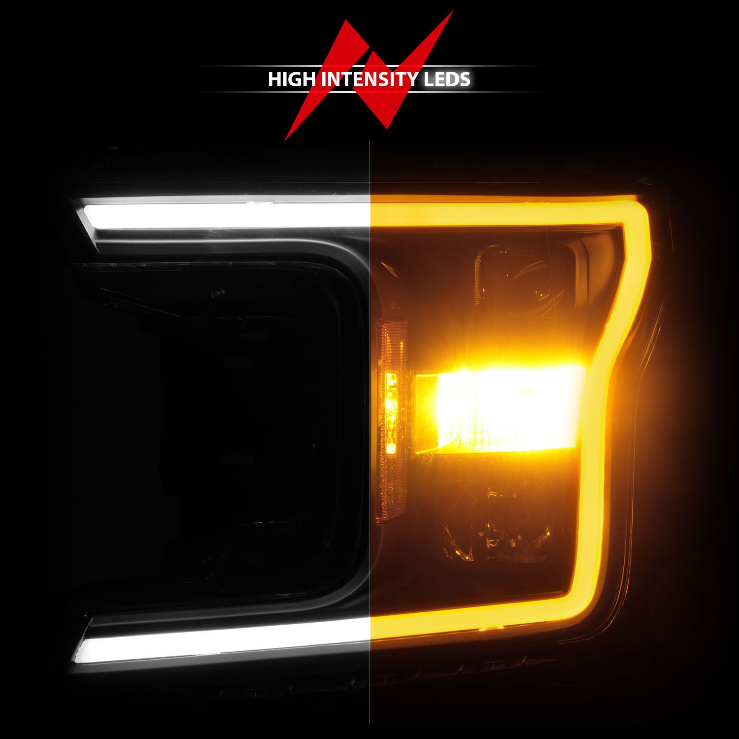 2018-2020 FORD F-150 PROJECTOR PLANK STYLE SWITCHBACK HEADLIGHTS BLACK