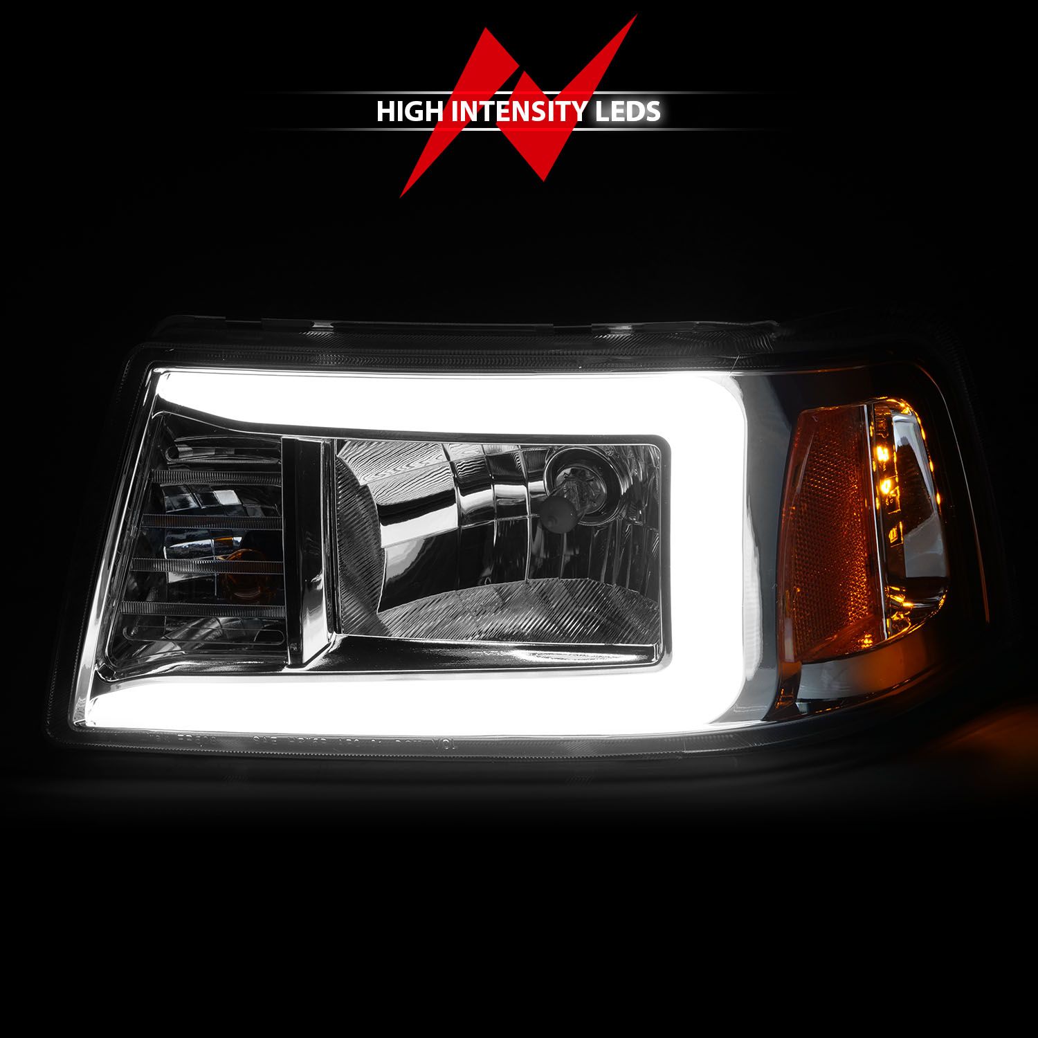 2001-2011 FORD RANGER CRYSTAL LED PLANK STYLE HEADLIGHTS CHROME