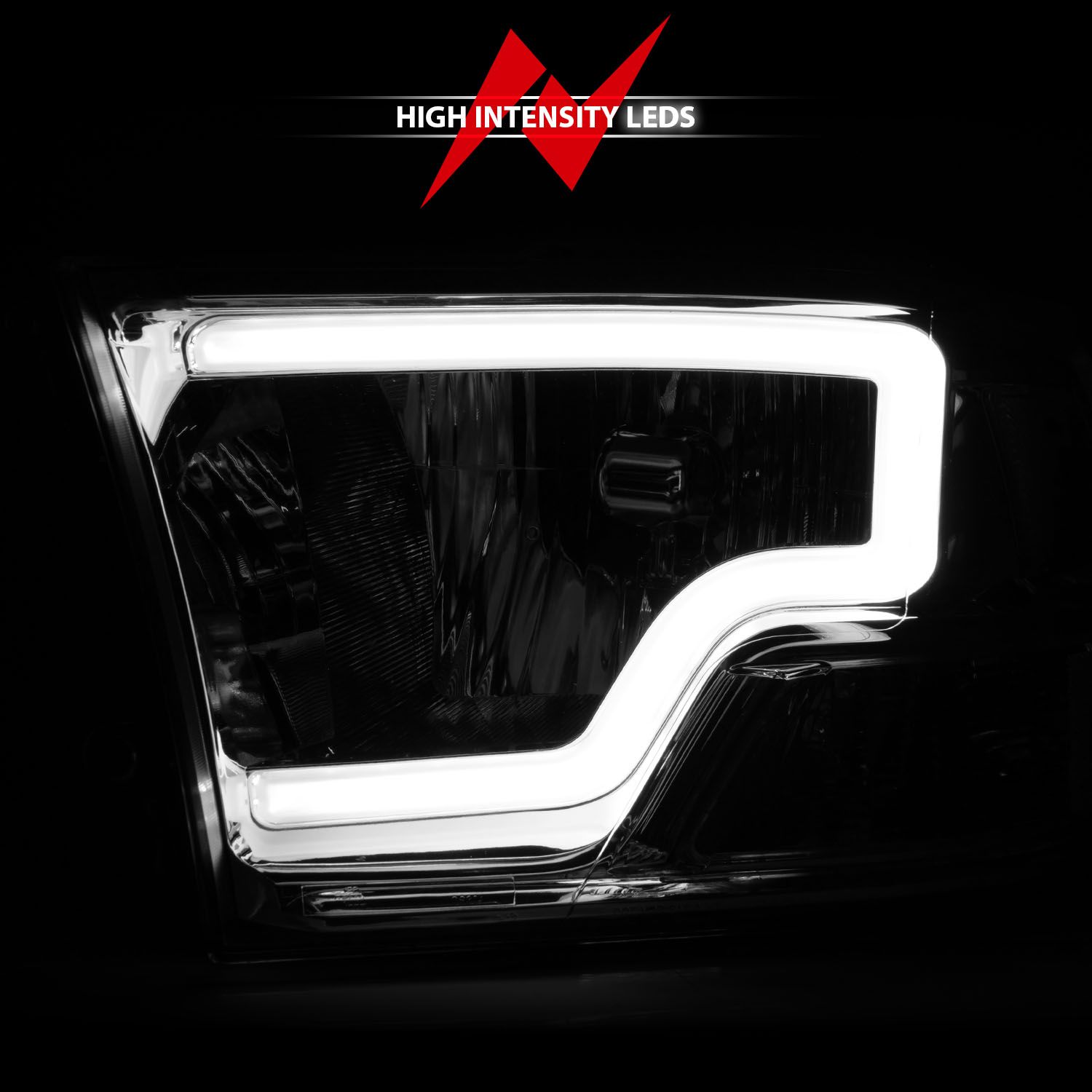2009-2018 DODGE RAM 1500/ 2010-2018 RAM 2500/3500 HALOGEN HEADLIGHTS CHROME W/ C LIGHT BAR (FOR DUAL LIGHT MODELS)