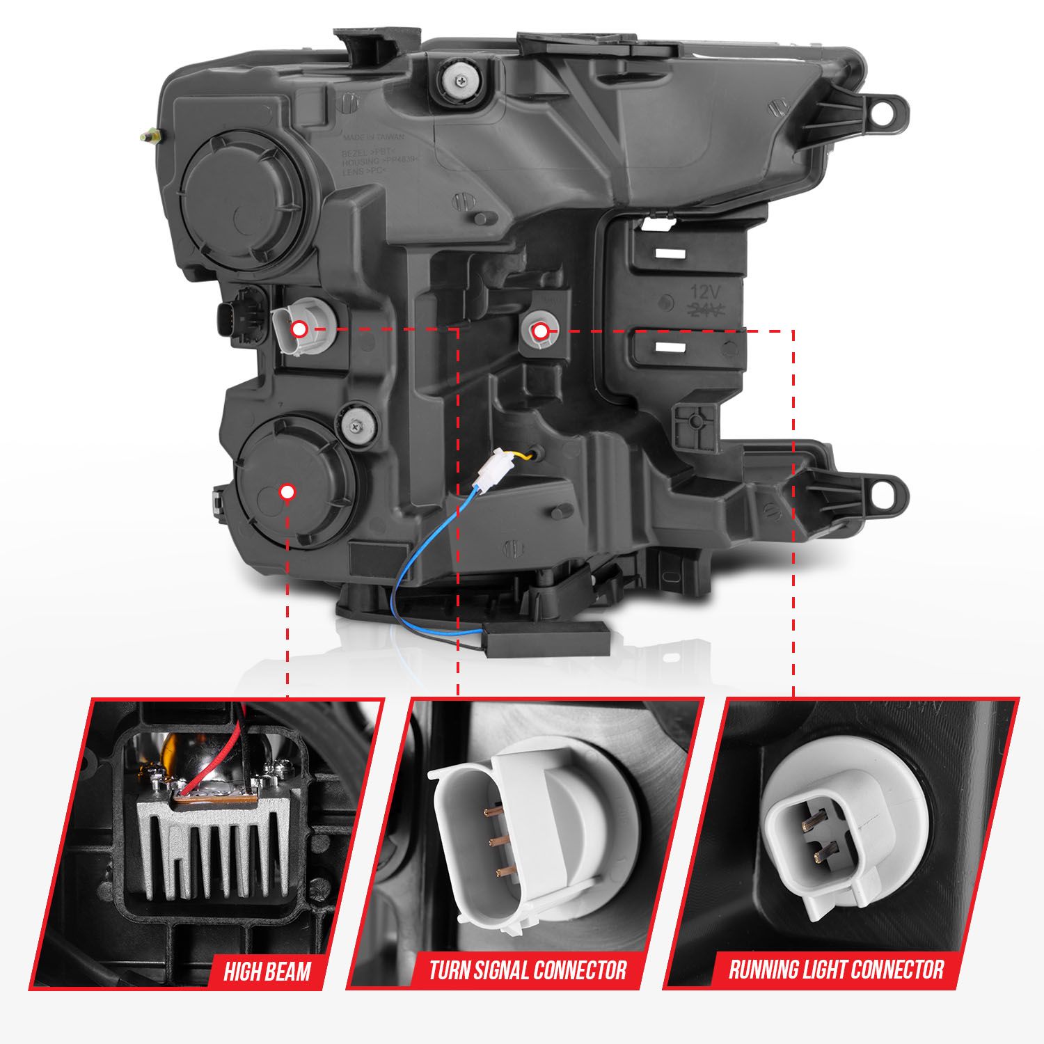 2018-2020 FORD F-150 FULL LED C-BAR PROJECTOR HEADLIGHTS BLACK W/ SEQUENTIAL SIGNAL (FACTORY HALOGEN MODEL)