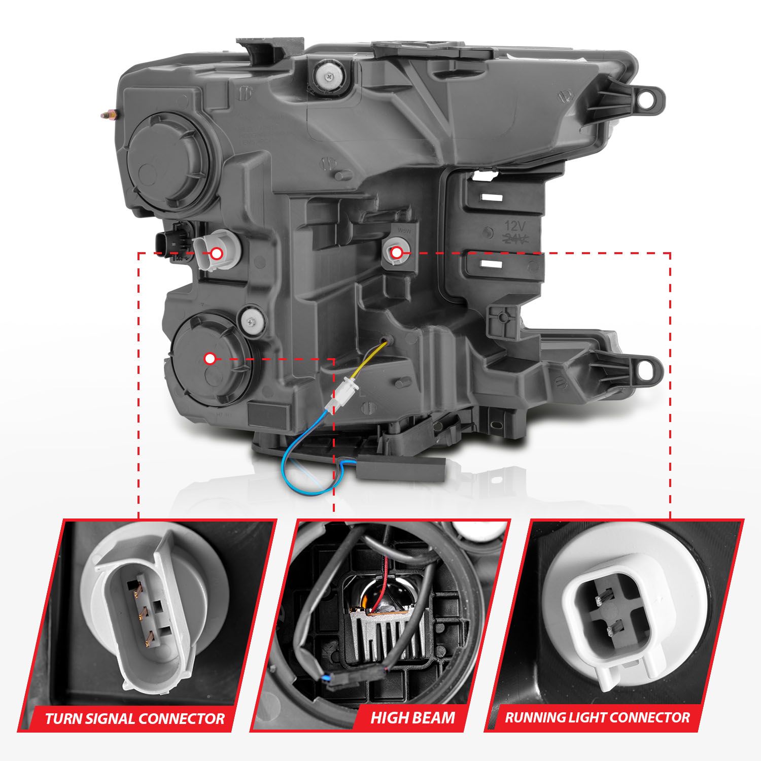 2018-2020 FORD F-150 FULL LED SMOKE C-BAR PROJECTOR HEADLIGHTS BLACK W/ SEQUENTIAL SIGNAL (FACTORY HALOGEN MODEL)