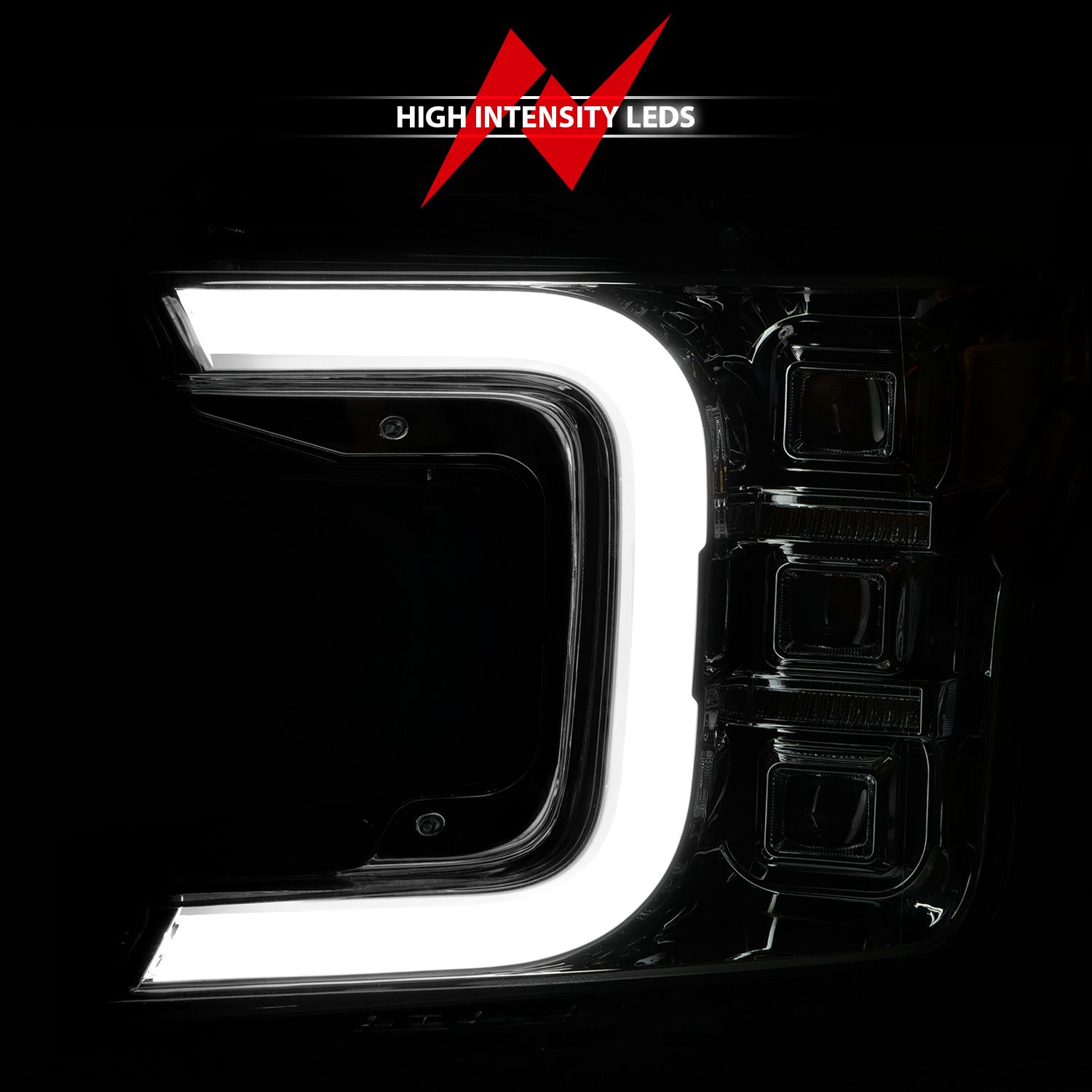 2018-2020 FORD F-150 FULL LED C-BAR PROJECTOR HEADLIGHTS CHROME W/ SEQUENTIAL SIGNAL (FACTORY HALOGEN MODEL)