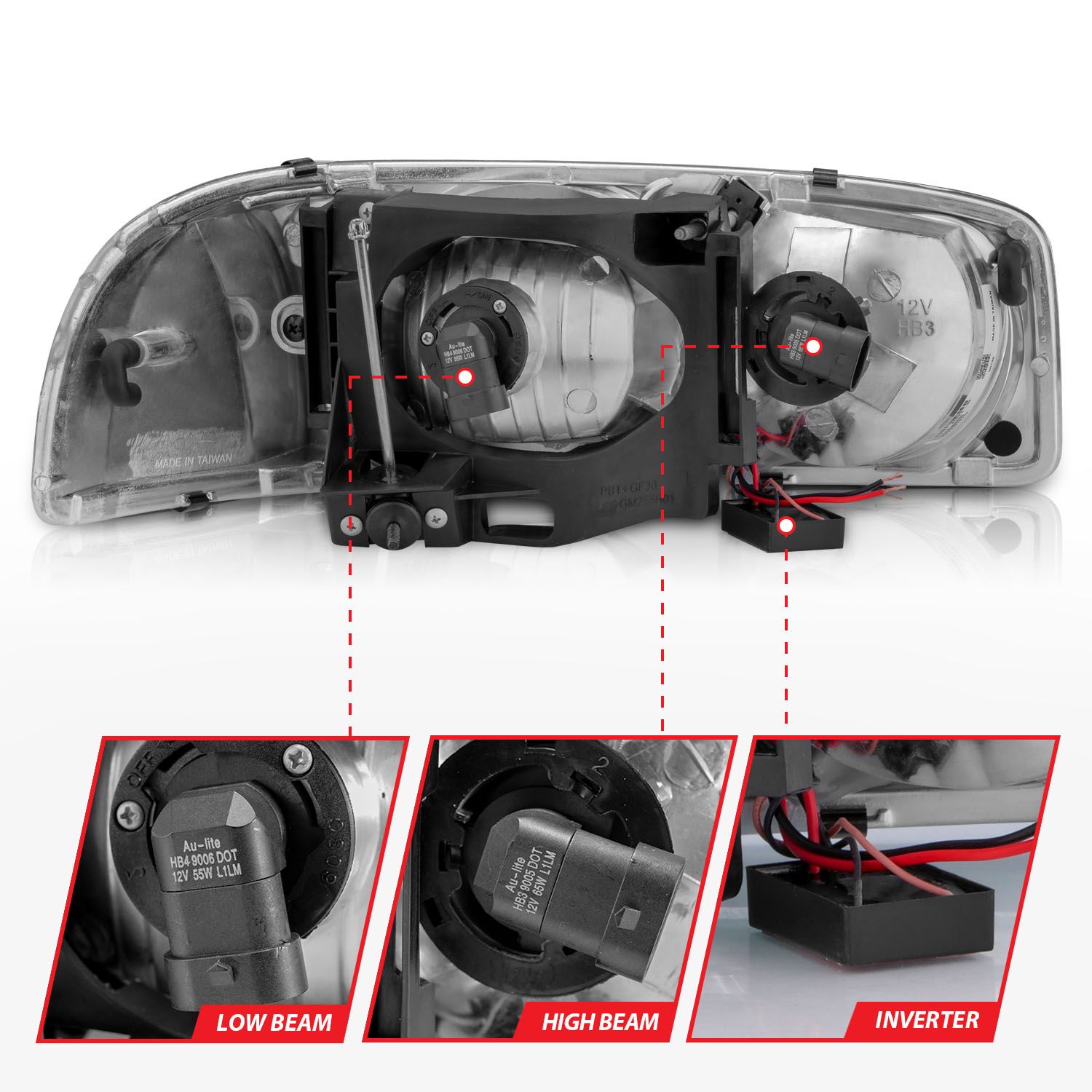 1999-2006 GMC SIERRA/SIERRA DENALI / 2007 SIERRA CLASSIC / YUKON/YUKON XL / 2000-2006 YUKON DENALI CRYSTAL PLANK STYLE HEADLIGHTS CHROME